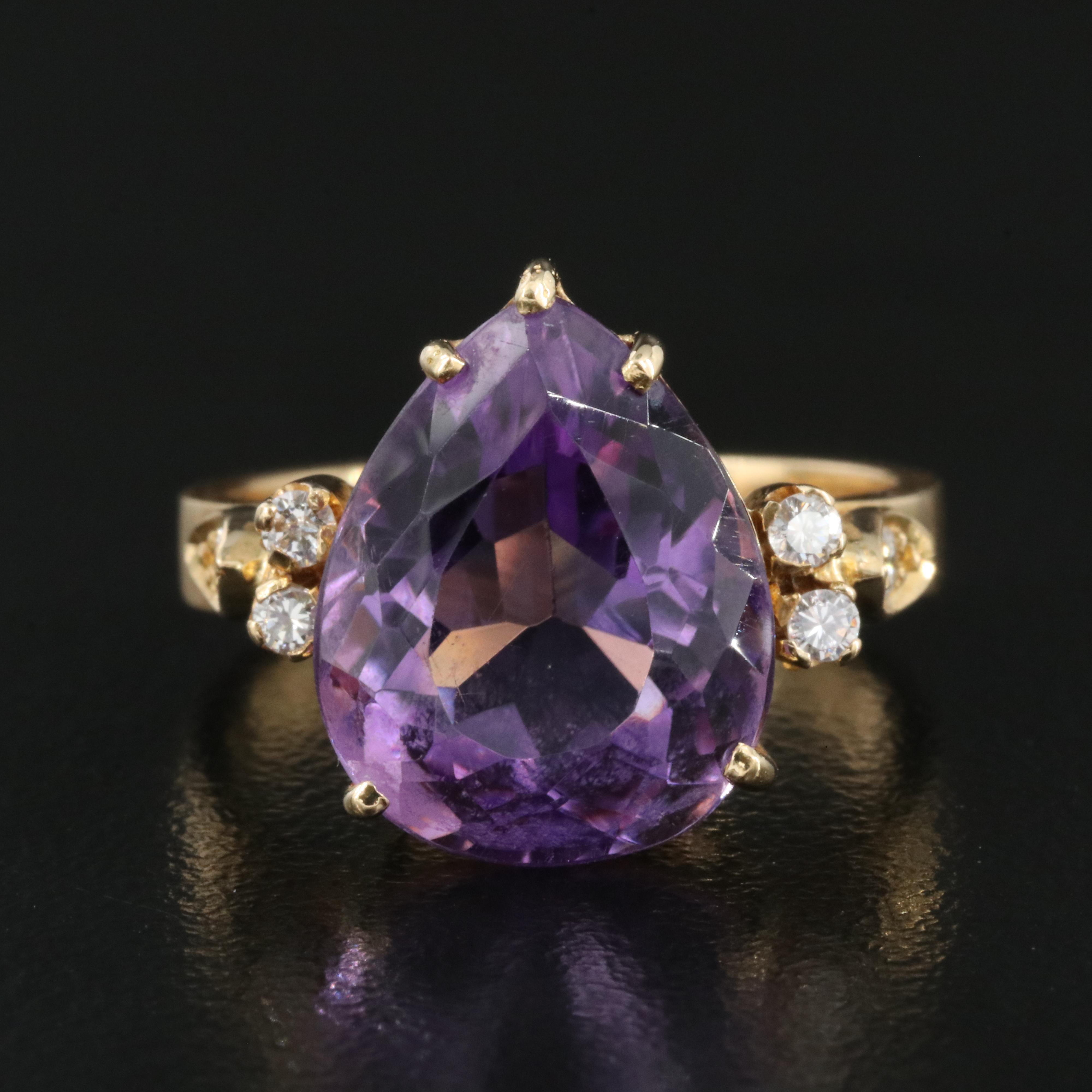 18K Amethyst and Diamond Ring