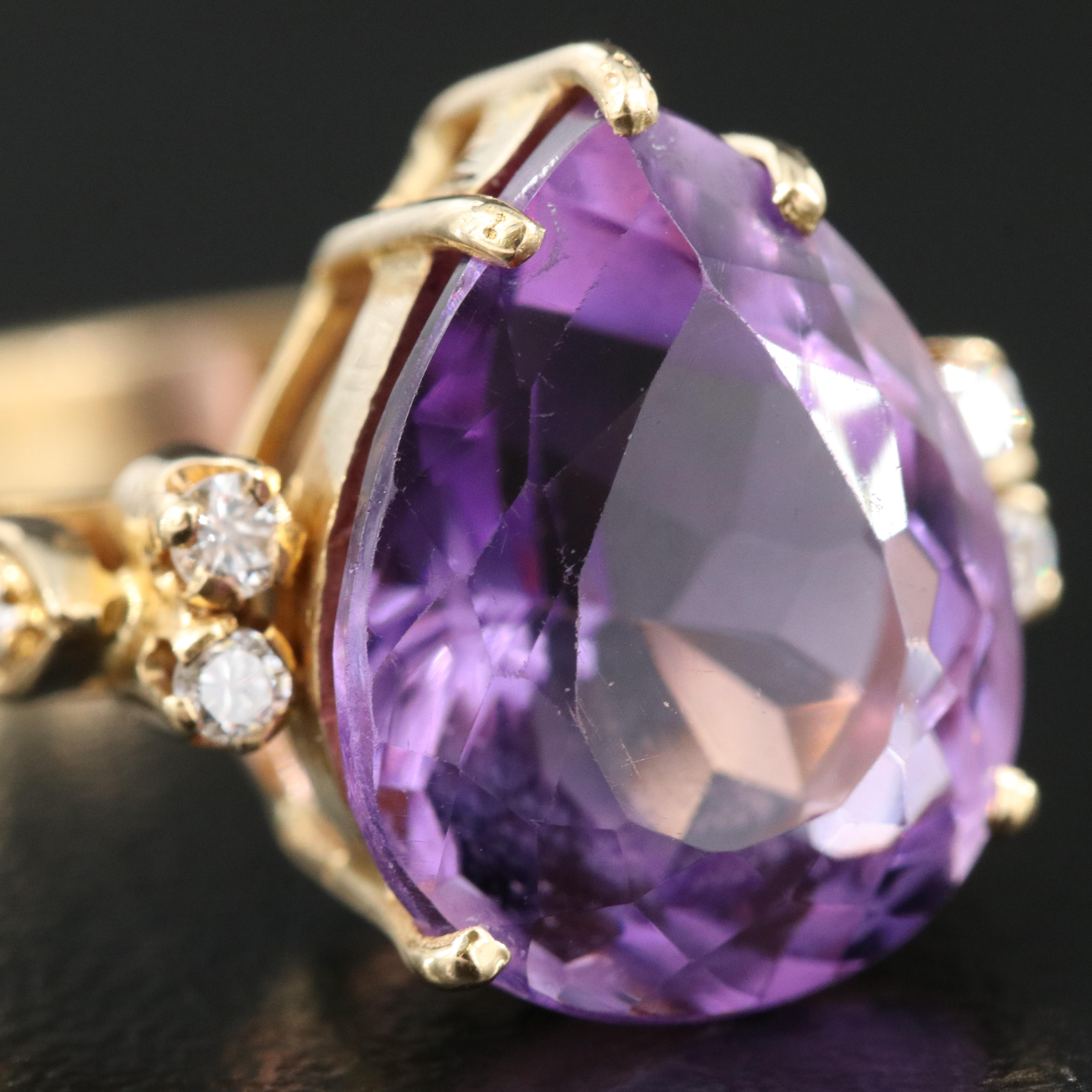 18K Amethyst and Diamond Ring