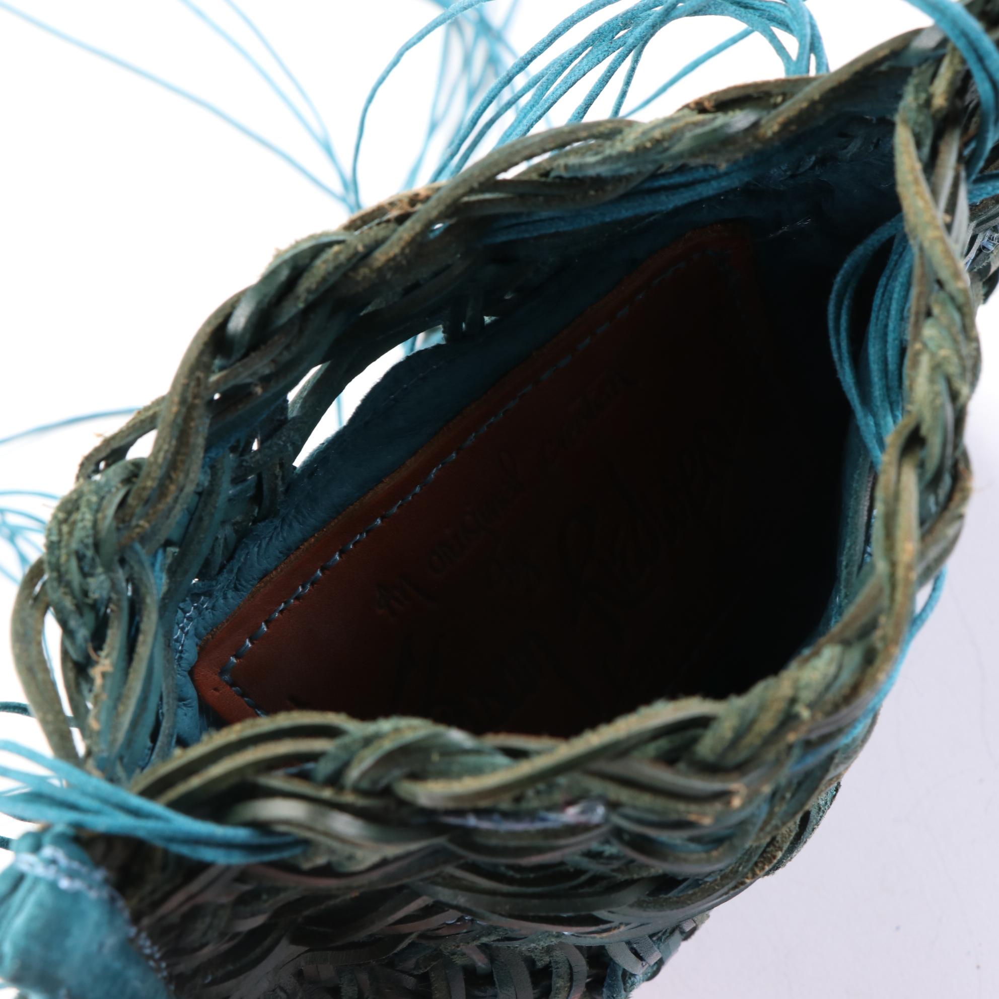 Susan Riedweg Shoulder Bag with Fringe and Crossbody Bag in Woven Leather