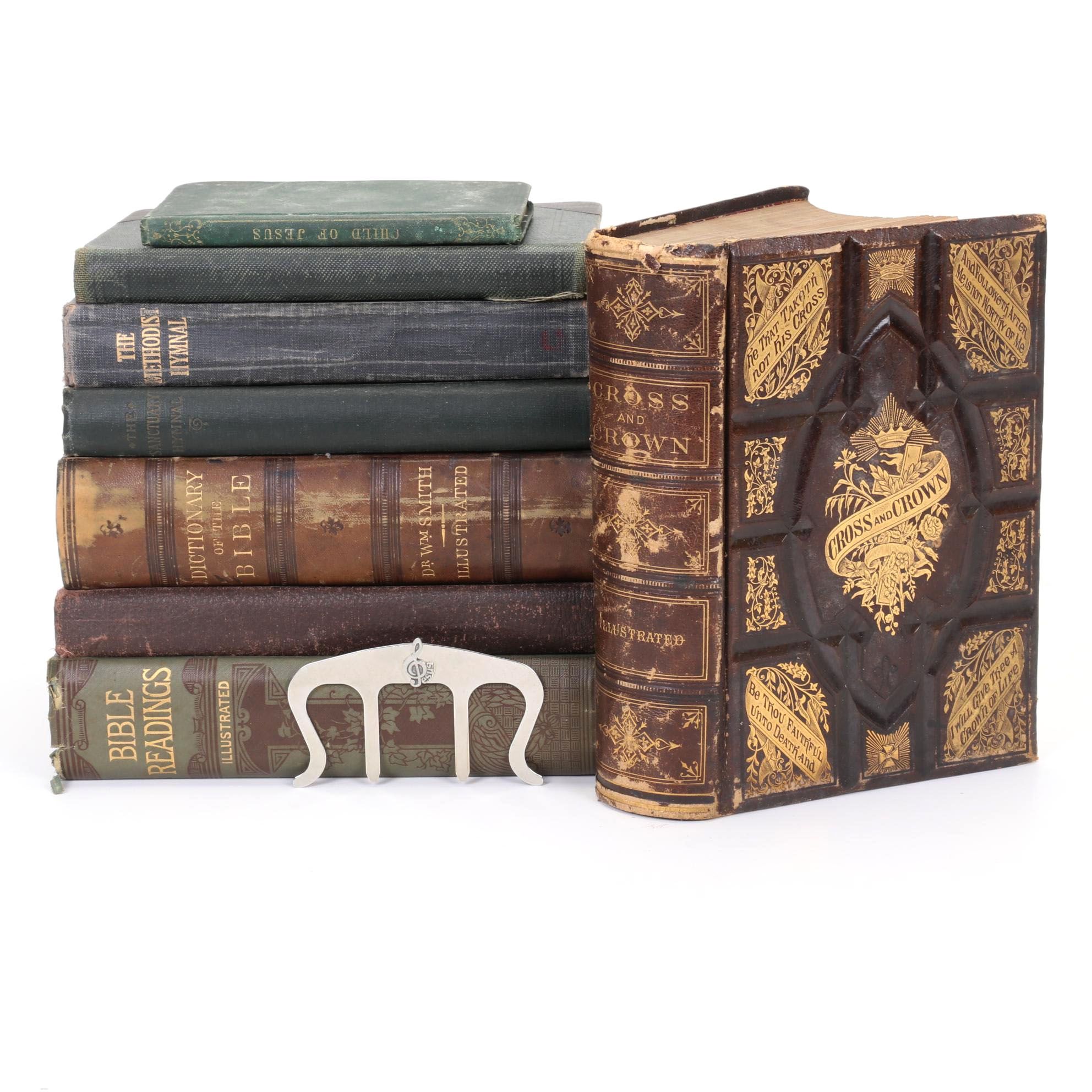 "Cross and Crown" by James D. McCabe Jr with Hymnal and Other Religious Books