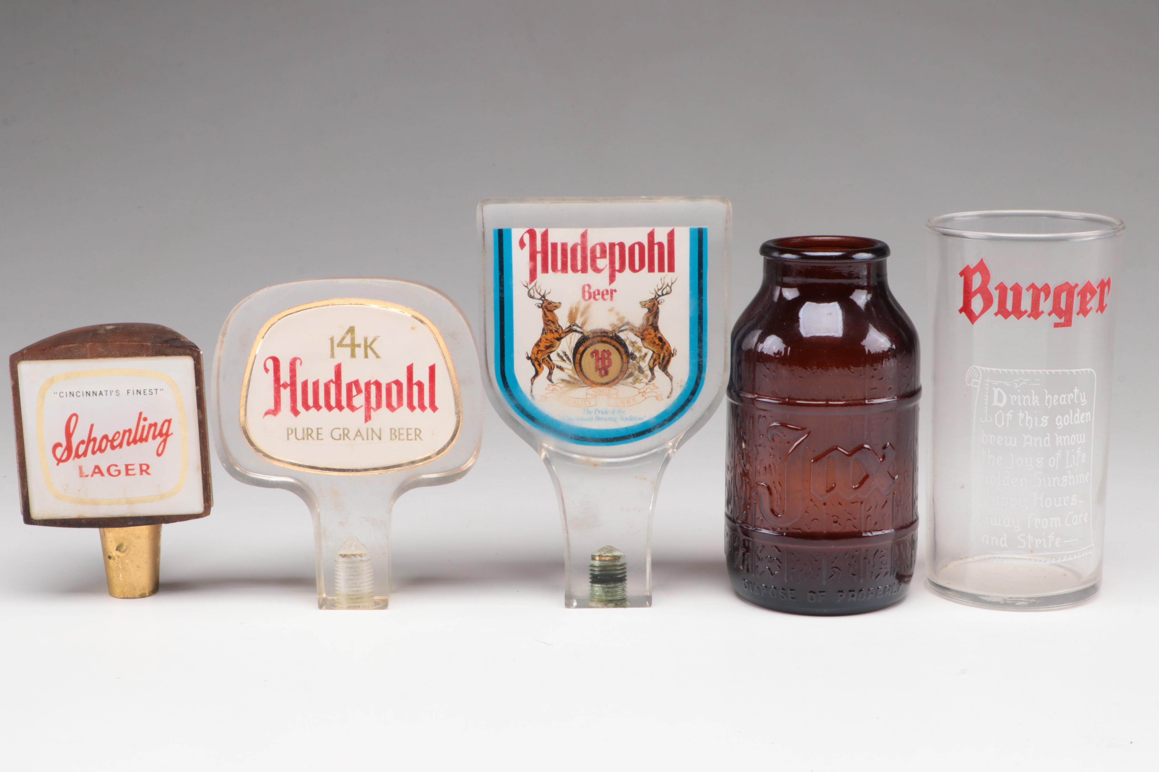 Wiedemann's, Burger with Other Beer Glasses, Tap Handles, Bottles and More