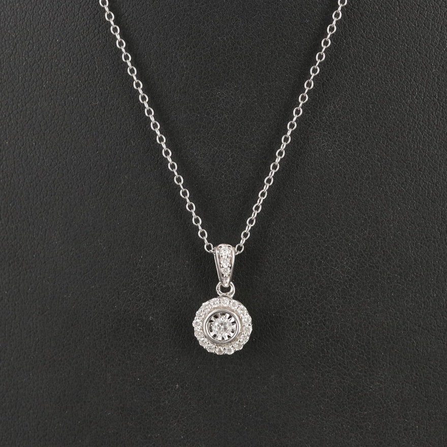 Sterling Diamond Pendant Necklace