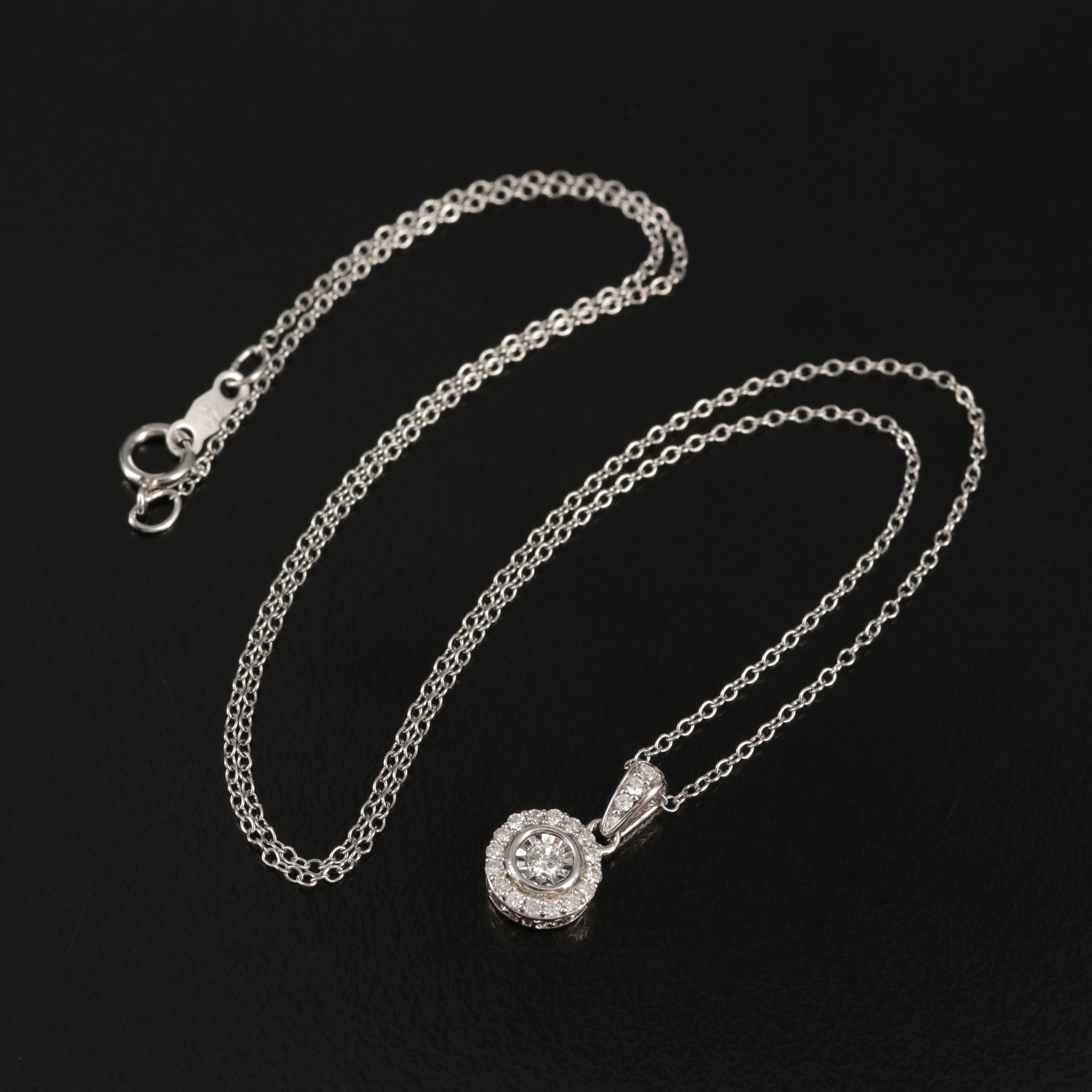 Sterling Diamond Pendant Necklace