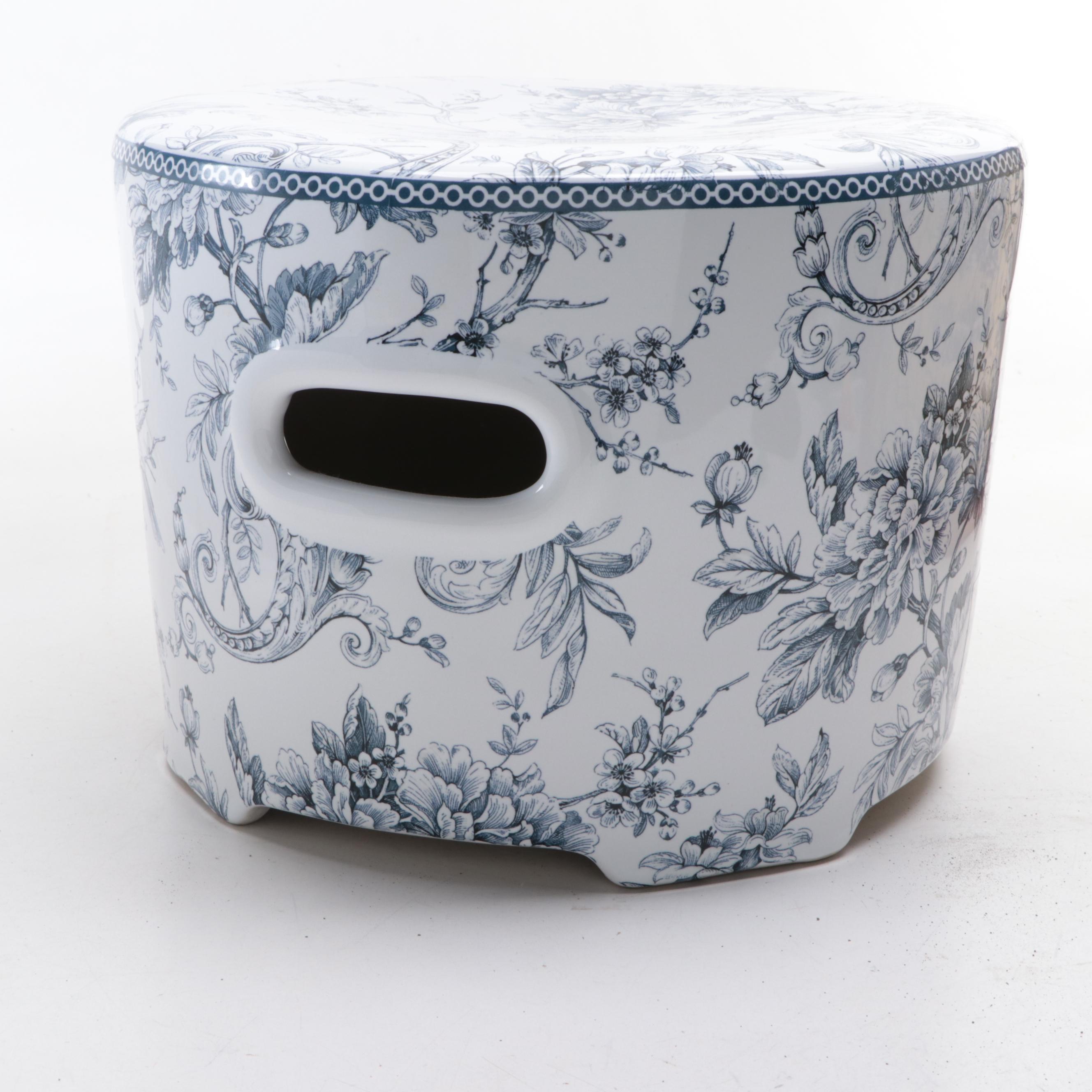 Ballard Designs "Adelaide" Porcelain Garden Seat and Mosaic Serving Tray