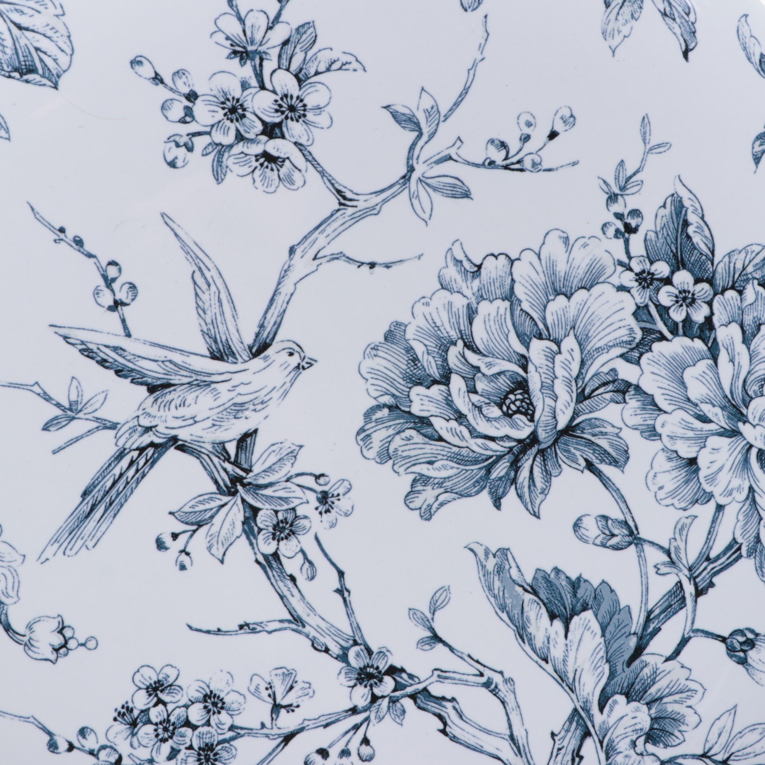 Ballard Designs "Adelaide" Porcelain Garden Seat and Mosaic Serving Tray