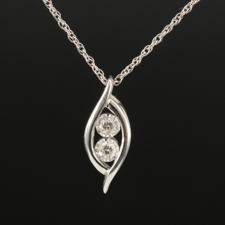 Sterling Diamond Pendant Necklace