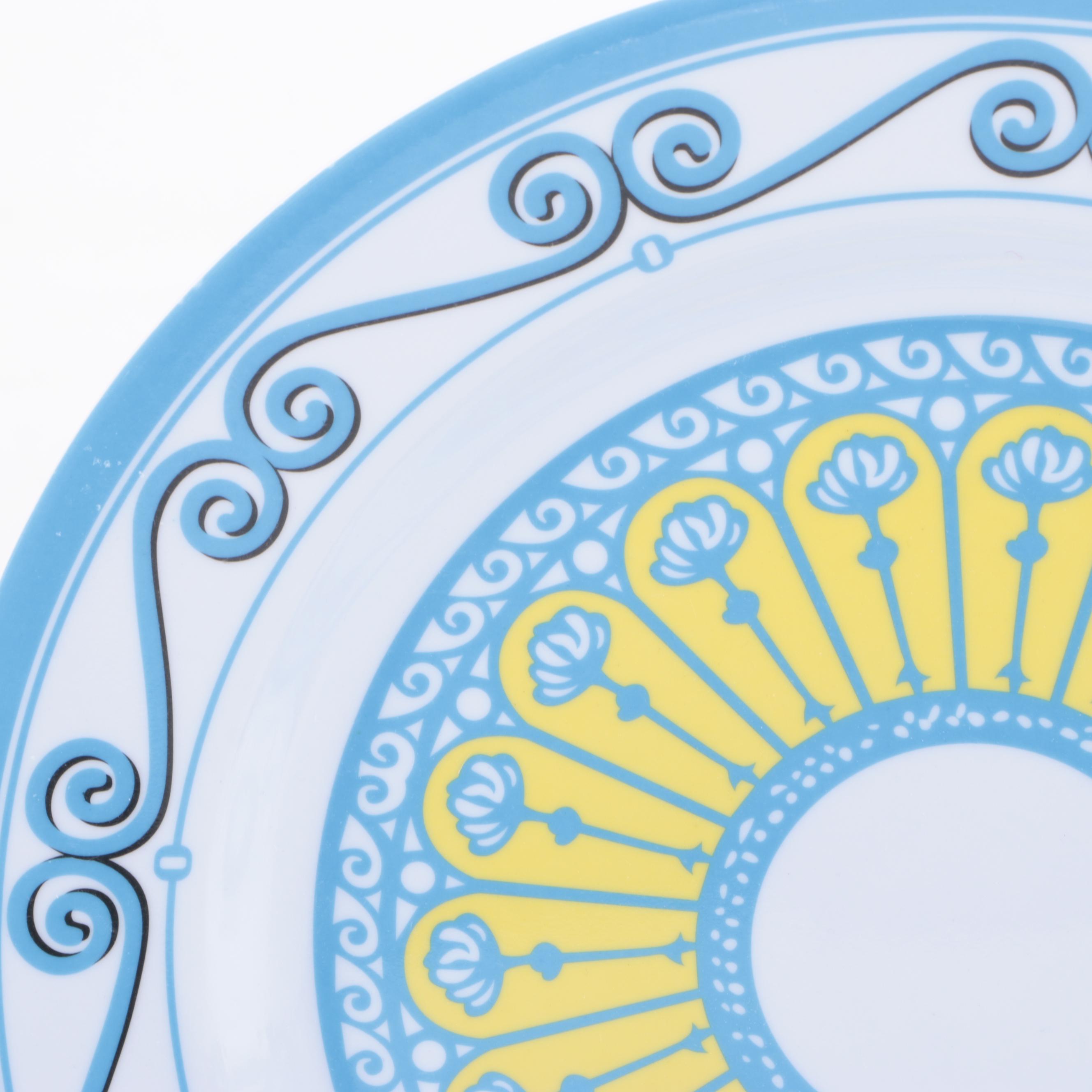Bongenre "Clarissa's Sea and Sun" Melamine Dinnerware with Wood Trays