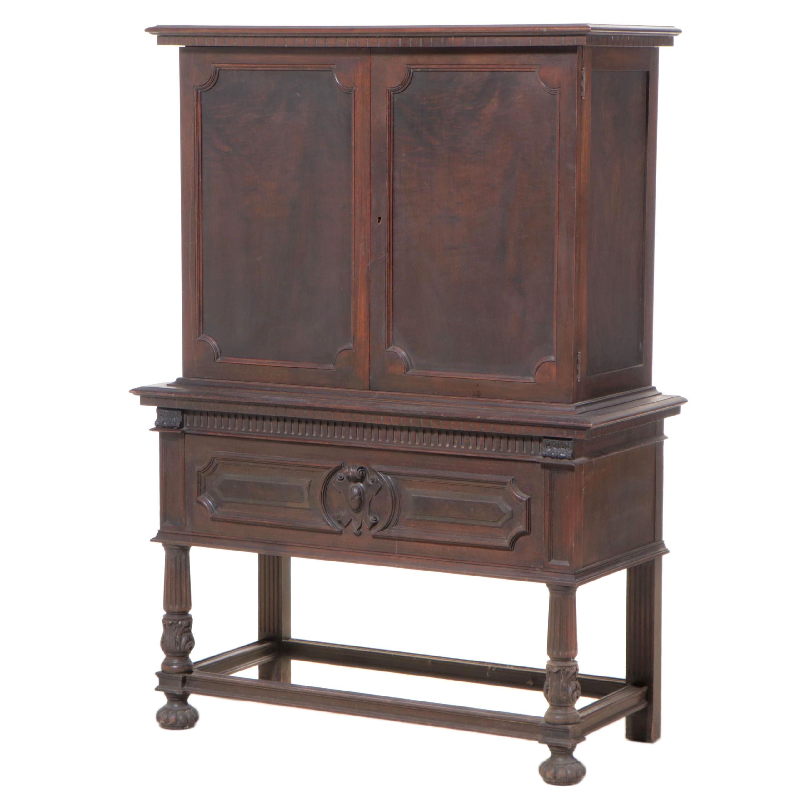 Henshaw's Furniture Renaissance Revival Walnut and Burl Walnut China Cabinet