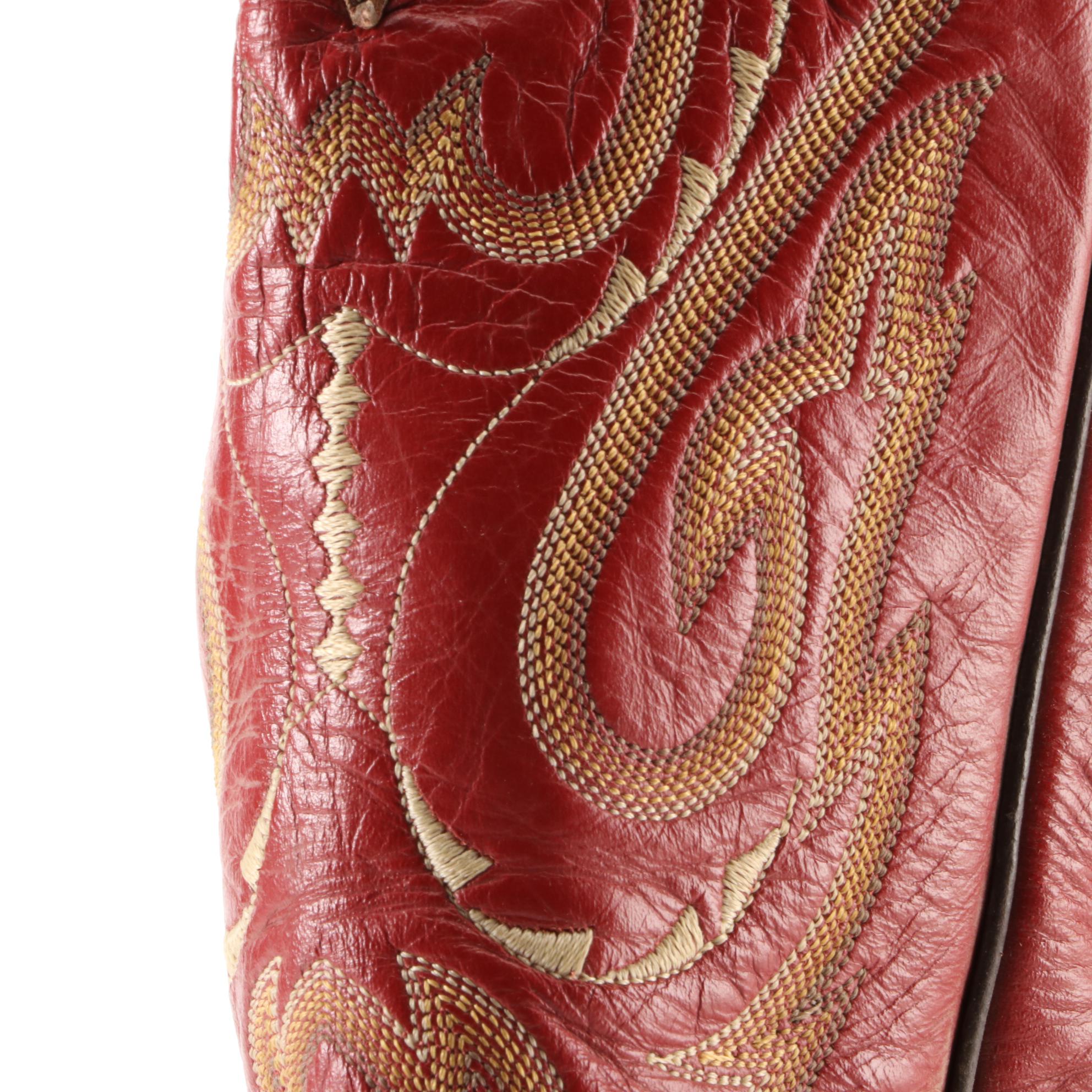 Men's Round Toe Western Boots in Stitched Leather with Vibram Soles