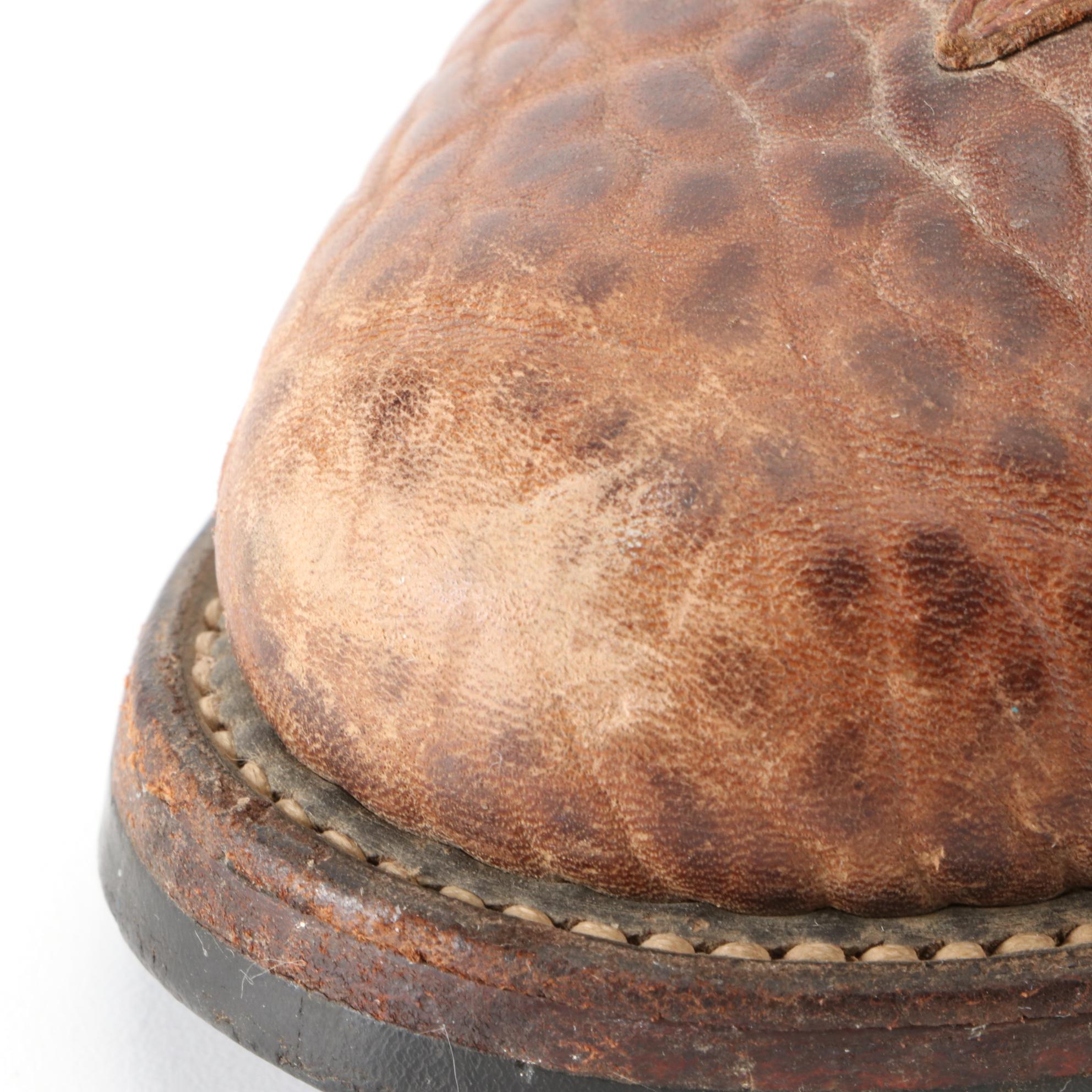 Men's Round Toe Western Boots in Stitched Leather with Vibram Soles