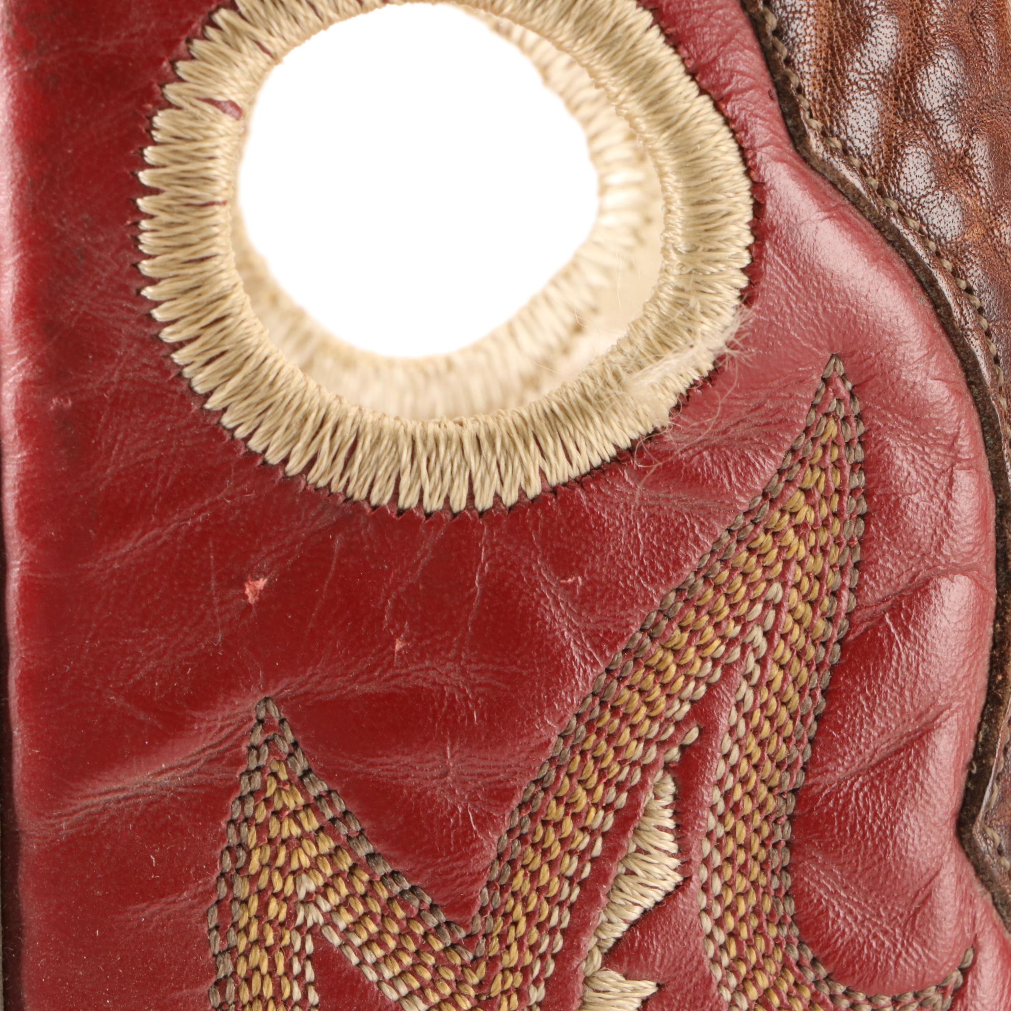 Men's Round Toe Western Boots in Stitched Leather with Vibram Soles