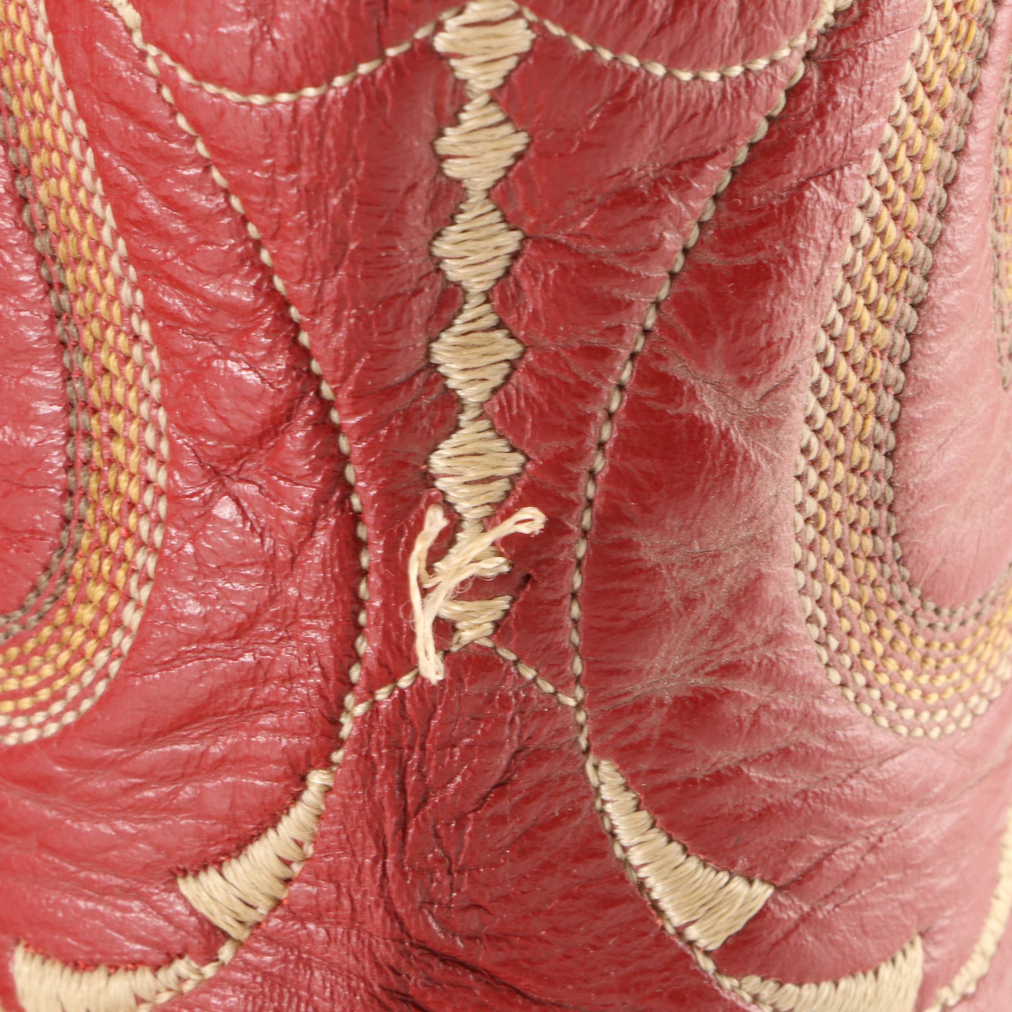 Men's Round Toe Western Boots in Stitched Leather with Vibram Soles