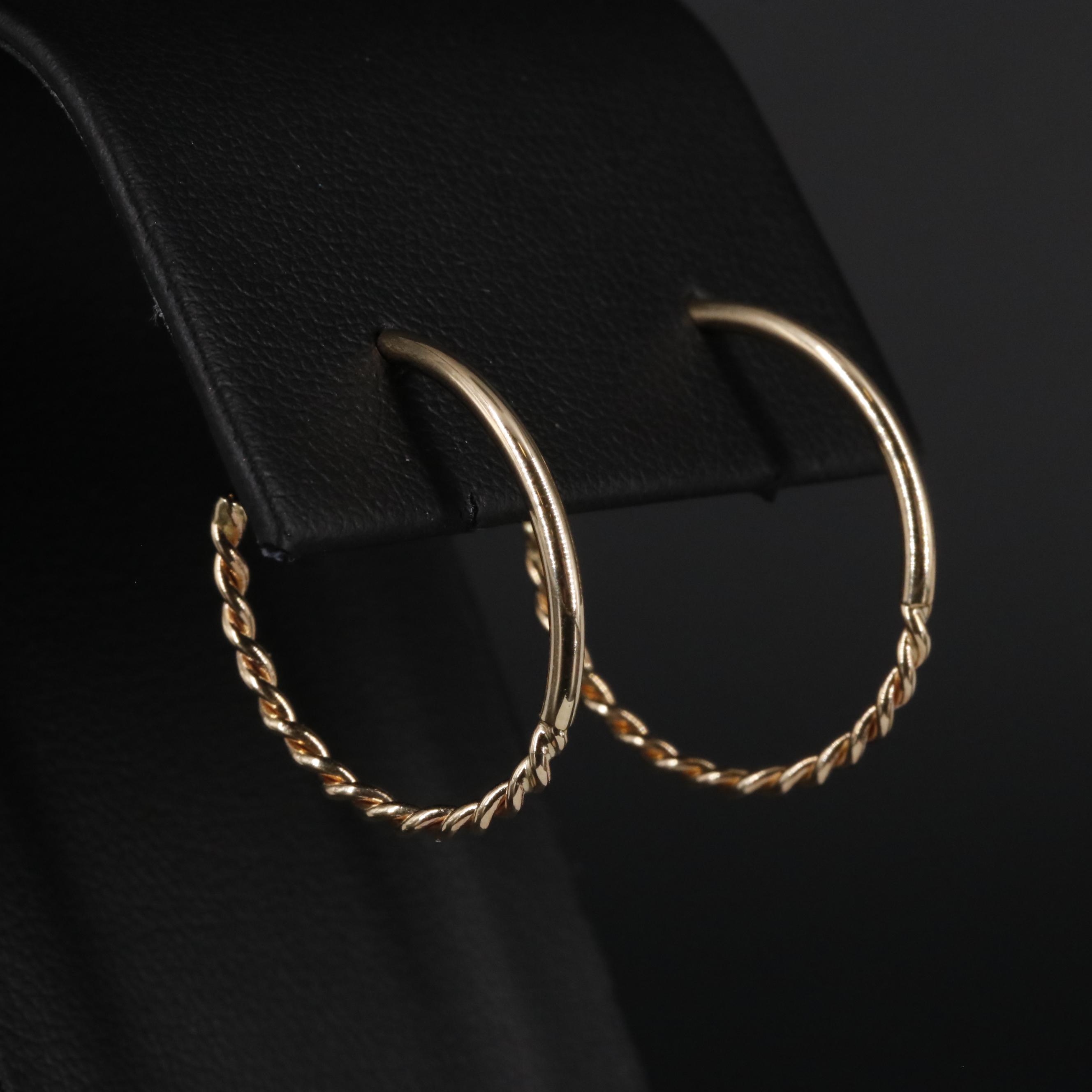 14K Twist Half Hoop Earrings