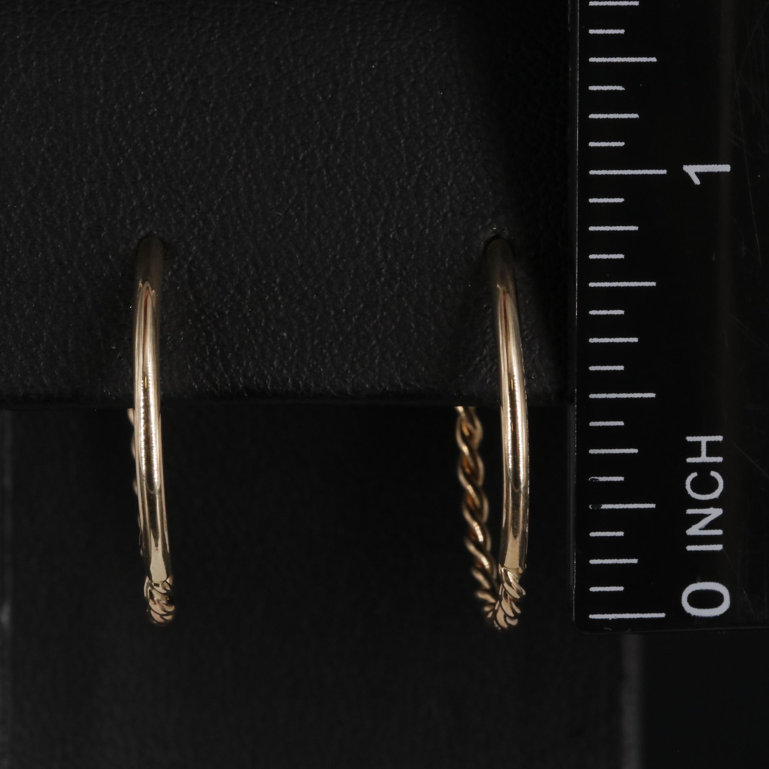 14K Twist Half Hoop Earrings