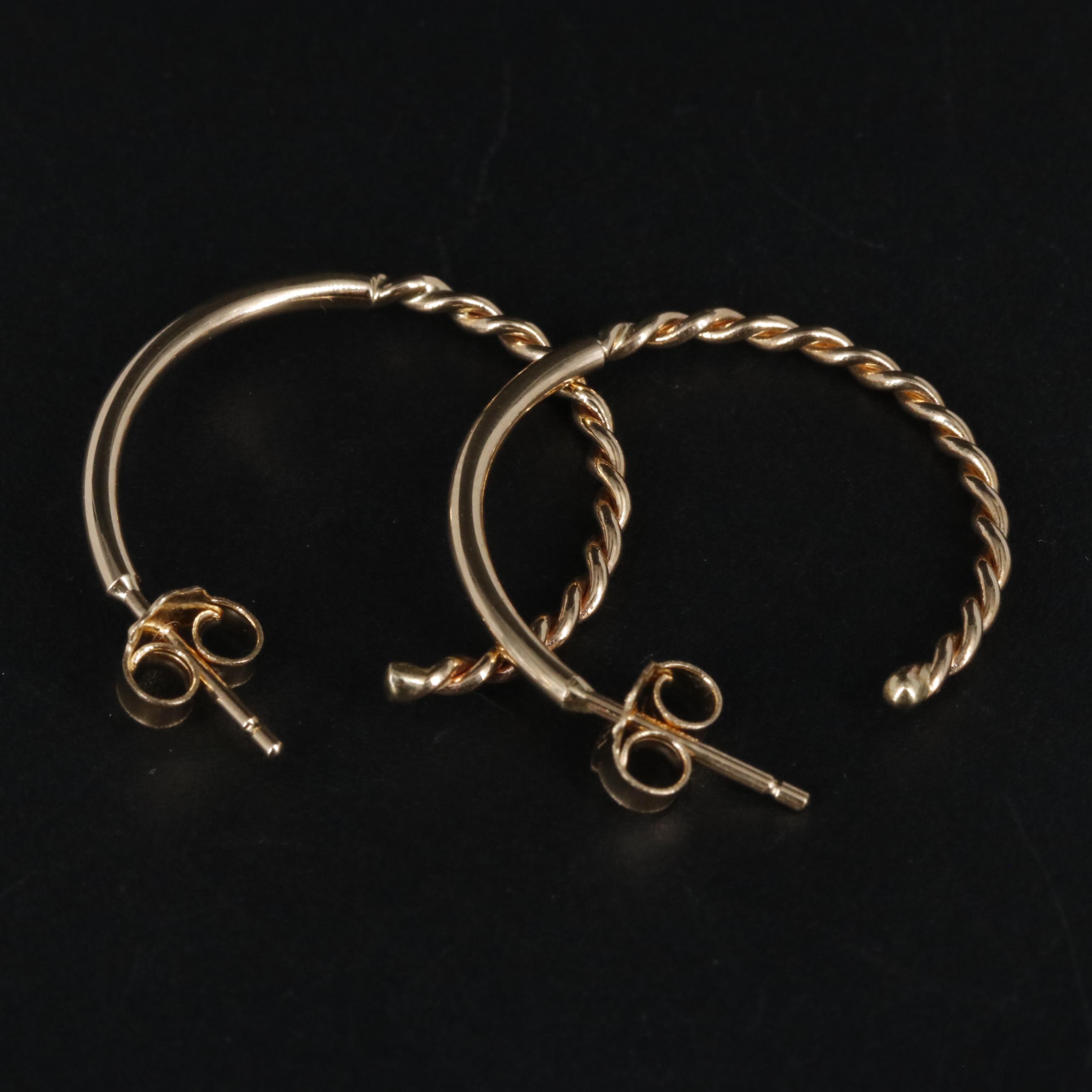 14K Twist Half Hoop Earrings