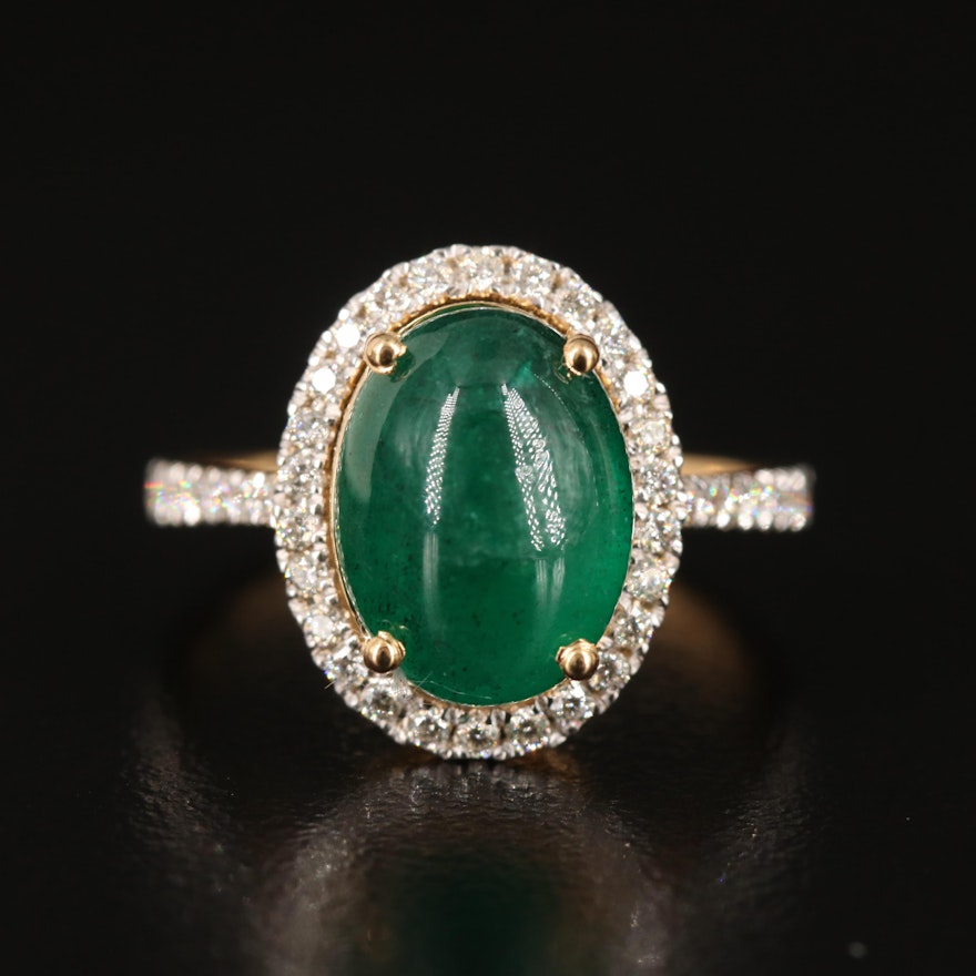 18K 3.65 CT Emerald and Diamond Ring