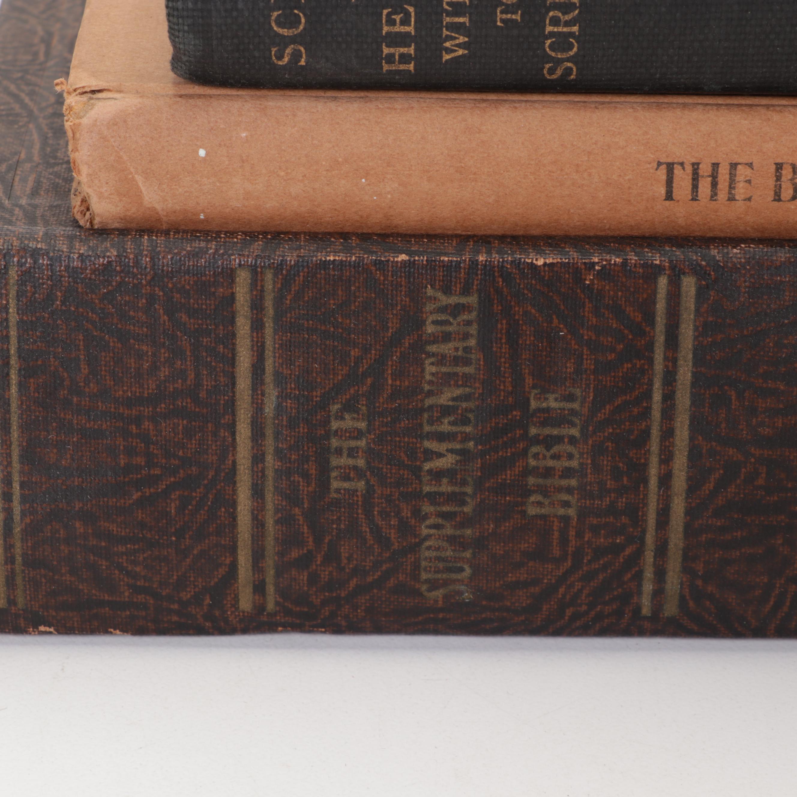 1870 Leather Bound "The Holy Bible" with Other Bibles and Spiritual Books