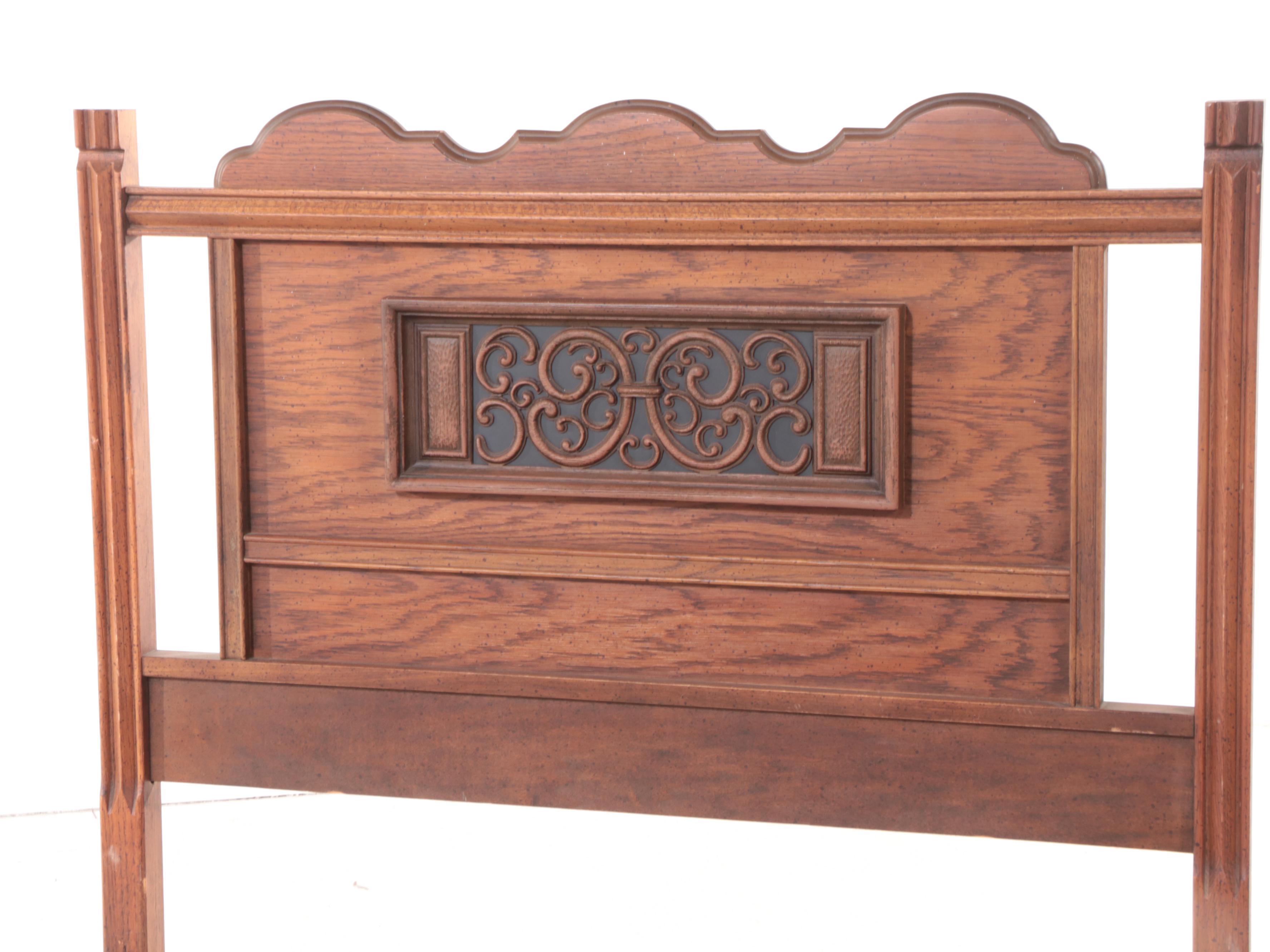 Bassett "Armada" Oak and Molded Plastic Twin Size Bed Frame