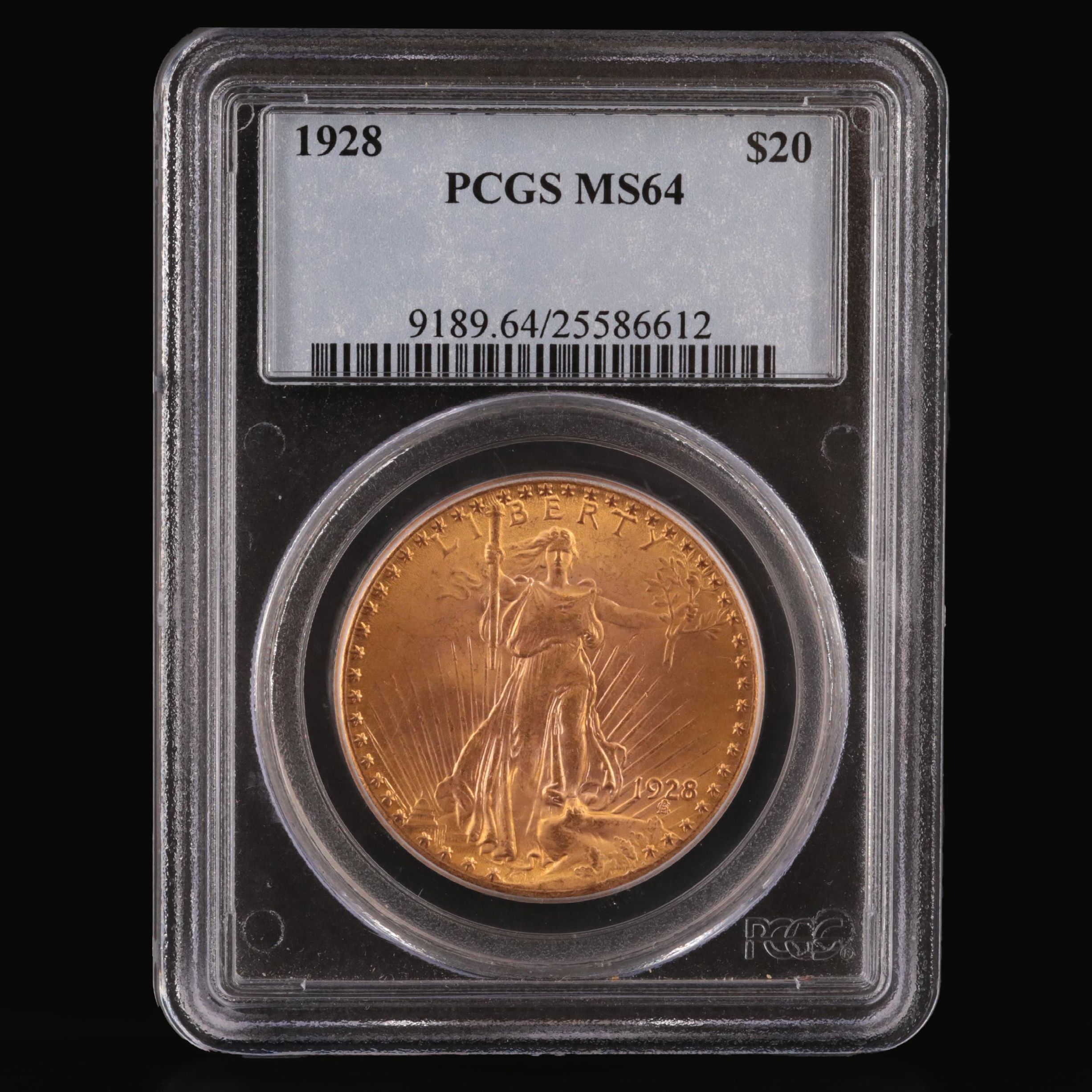 PCGS Graded MS64 1928 Saint Gaudens $20 Gold Coin