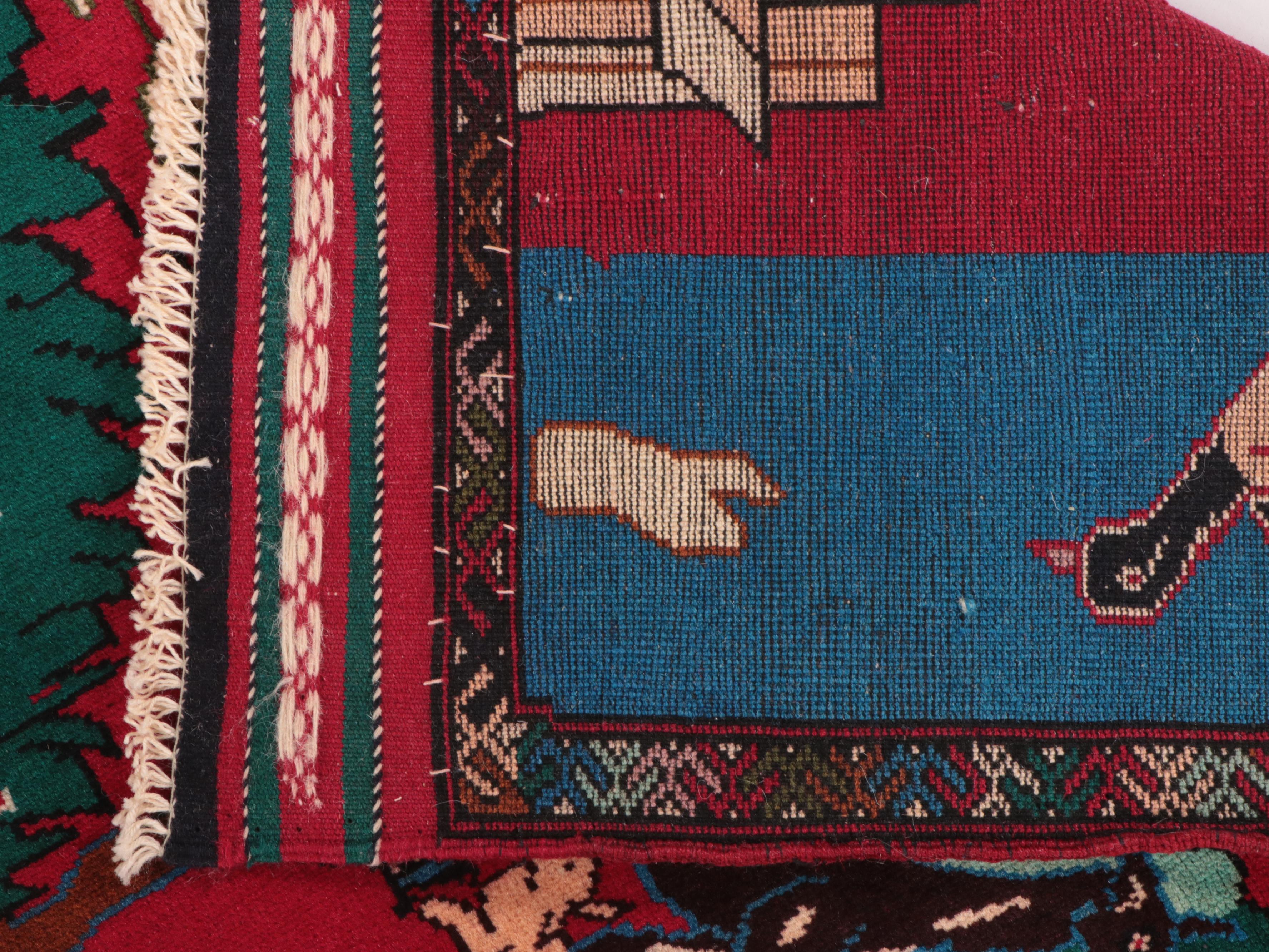 2'10 x 5'4 Hand-Knotted Signed Afghan Pictorial Accent Rug