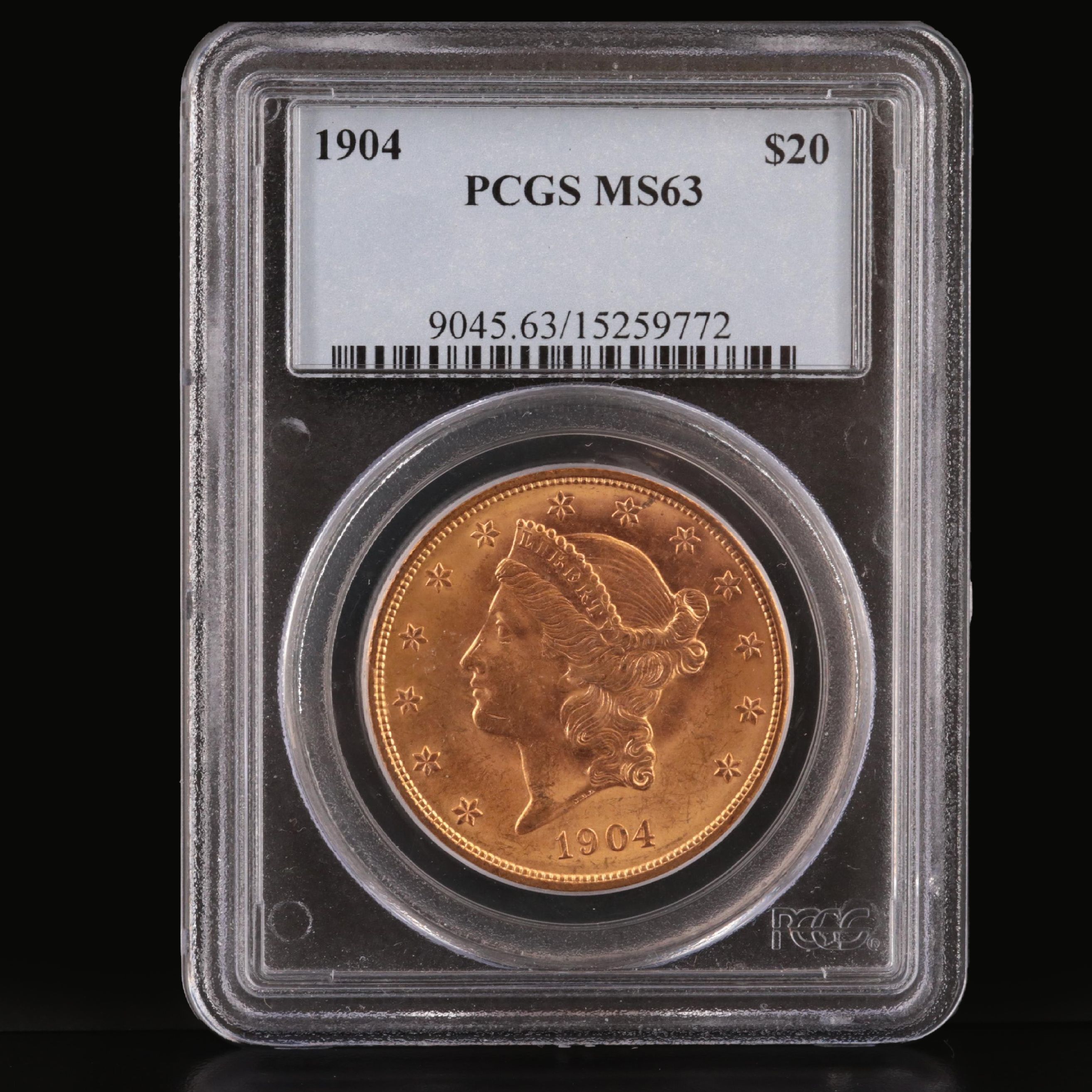 PCGS Graded MS63 1904 Liberty Head $20 Gold Coin