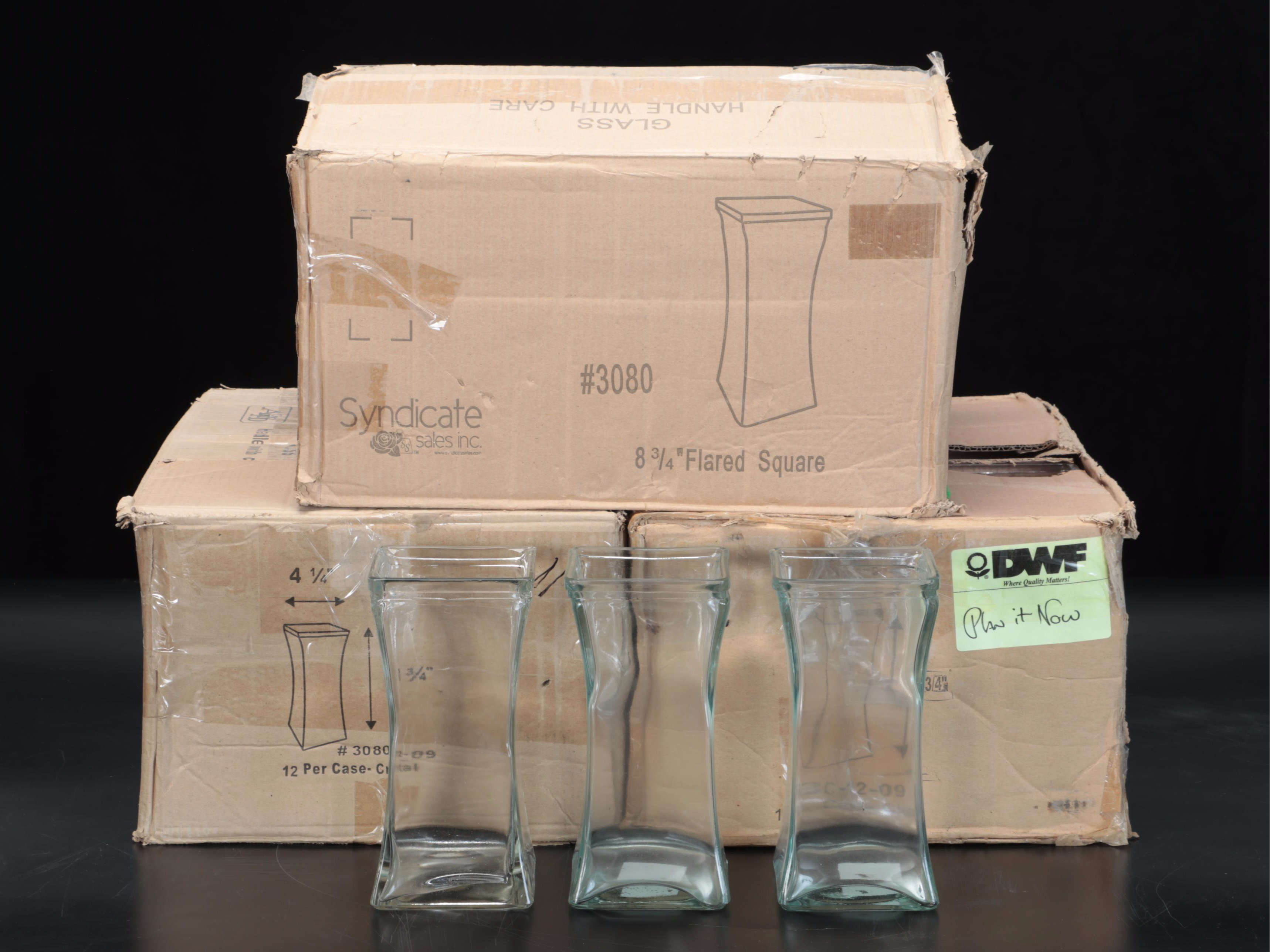 Clear and Blue Glass Vase Collection