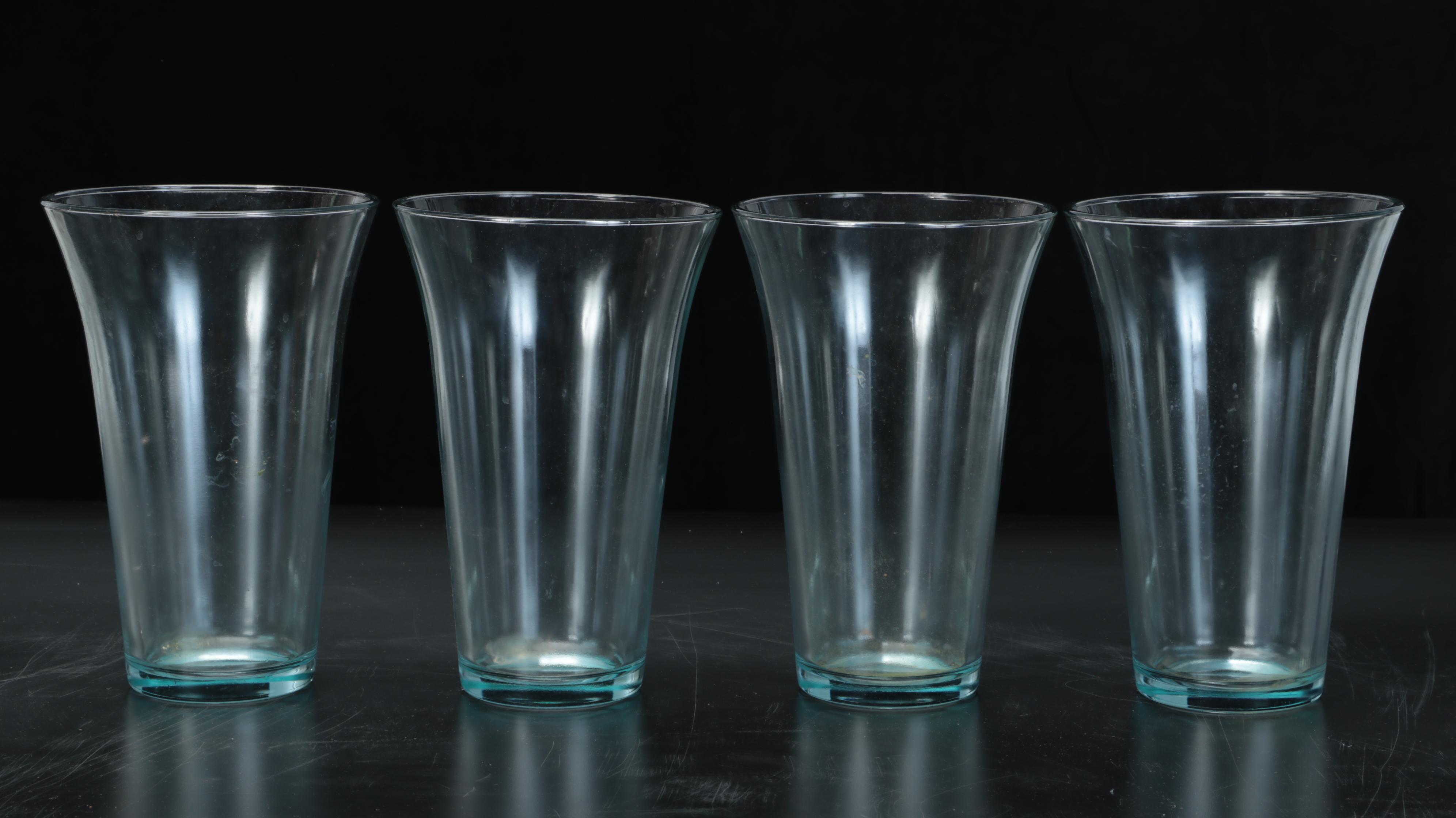 Clear and Blue Glass Vase Collection