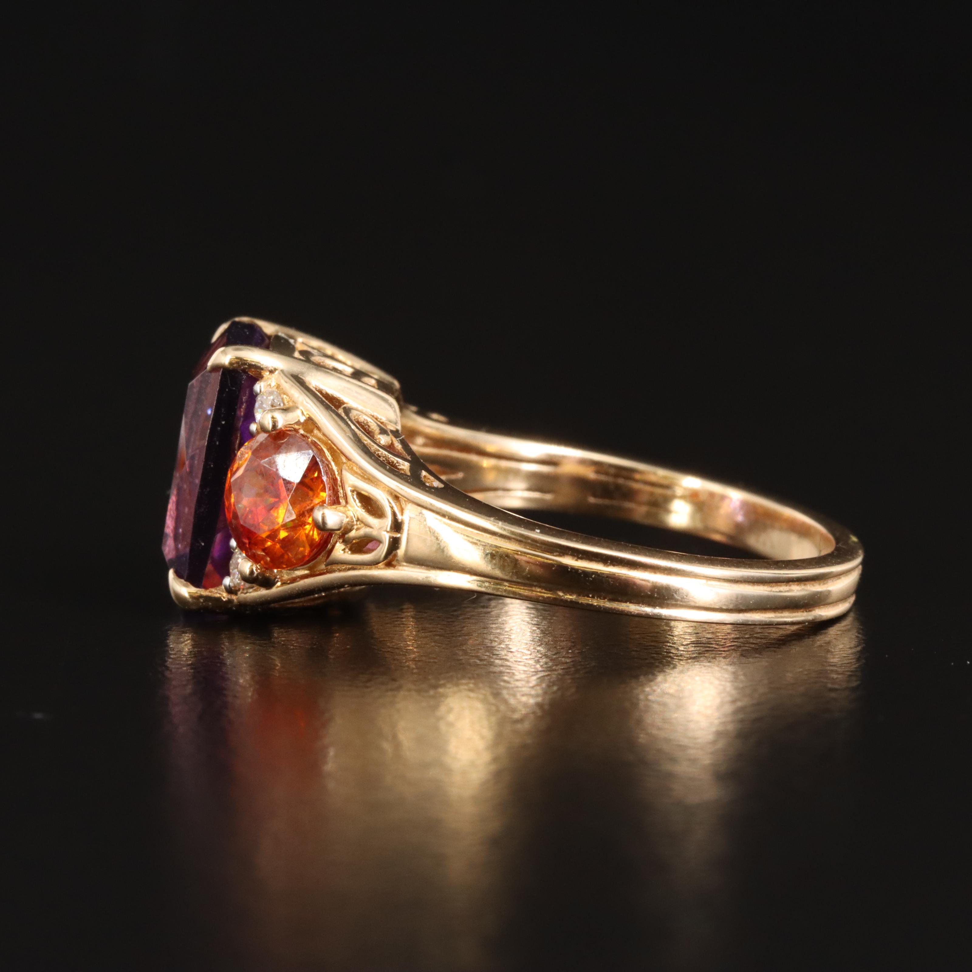 14K Amethyst, Spinel and Diamond Ring