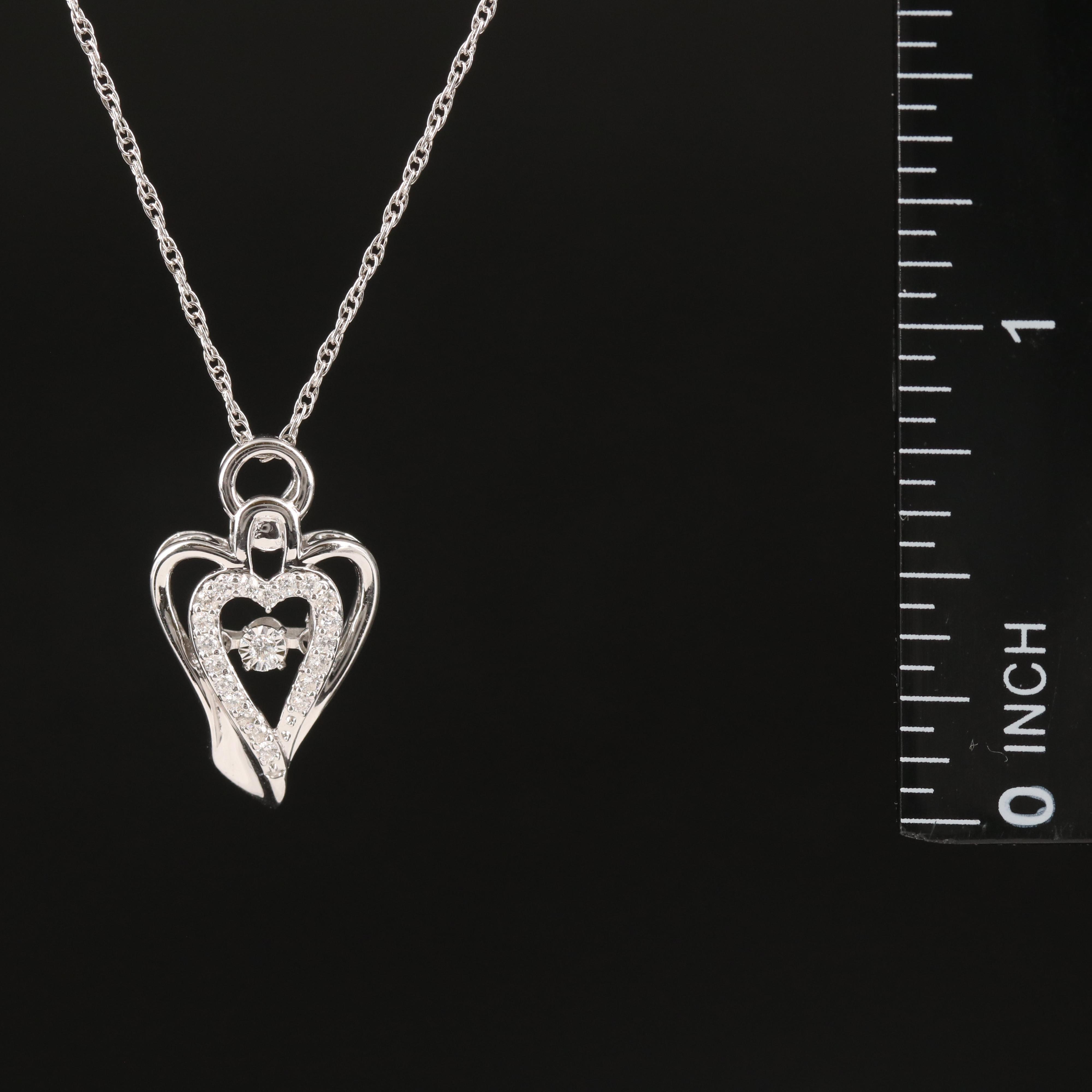 Diamond En Tremblant Heart Pendant Necklace in Sterling