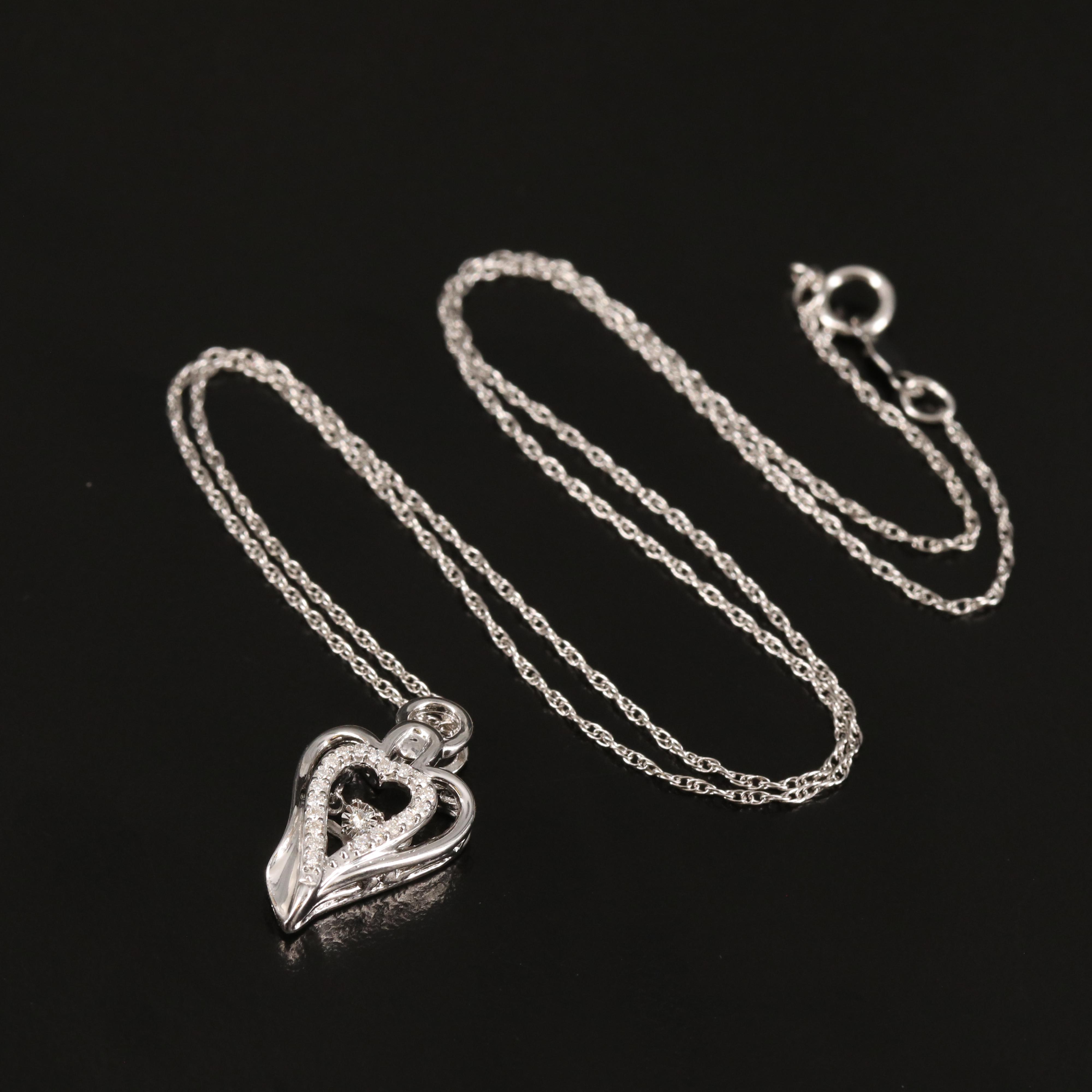 Diamond En Tremblant Heart Pendant Necklace in Sterling