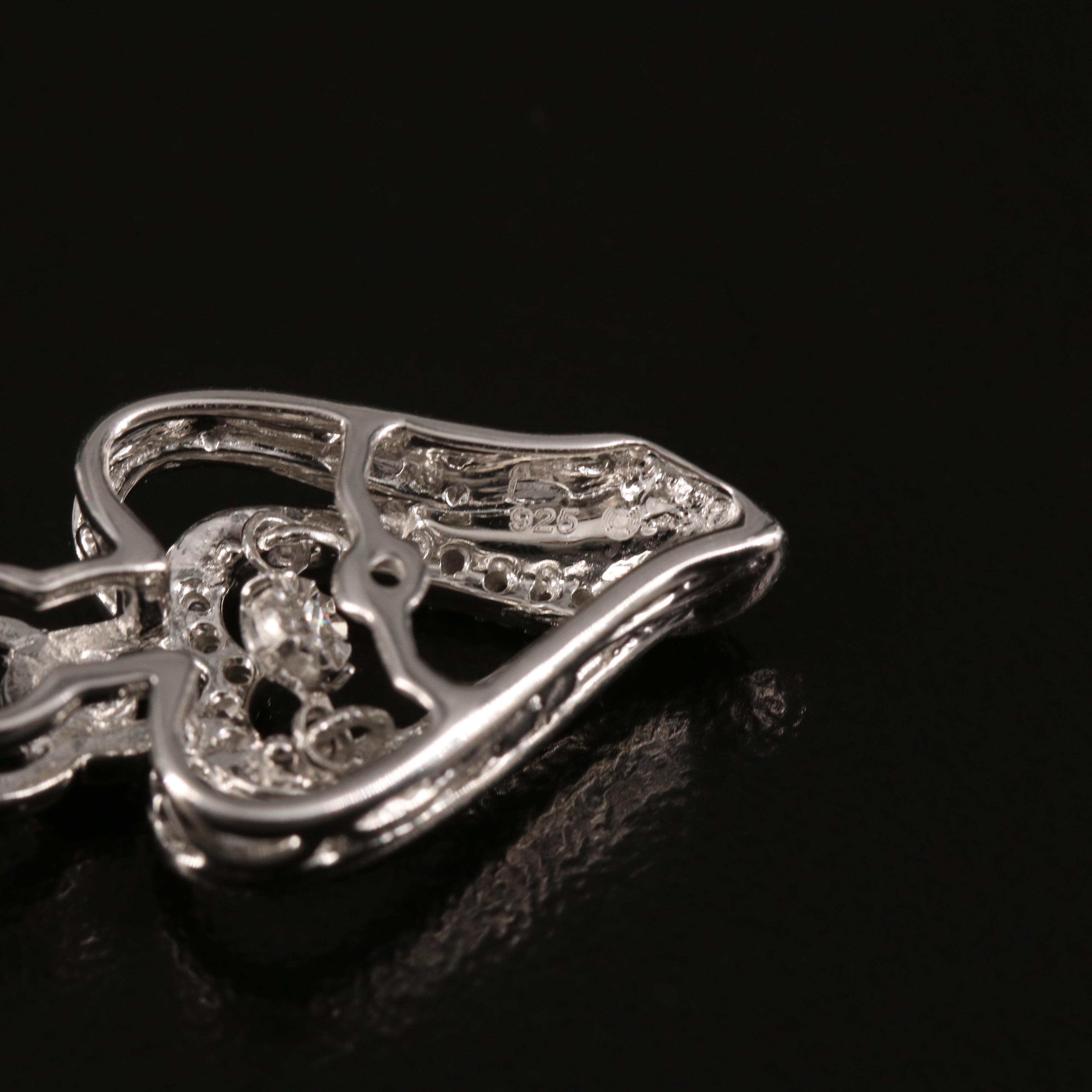 Diamond En Tremblant Heart Pendant Necklace in Sterling