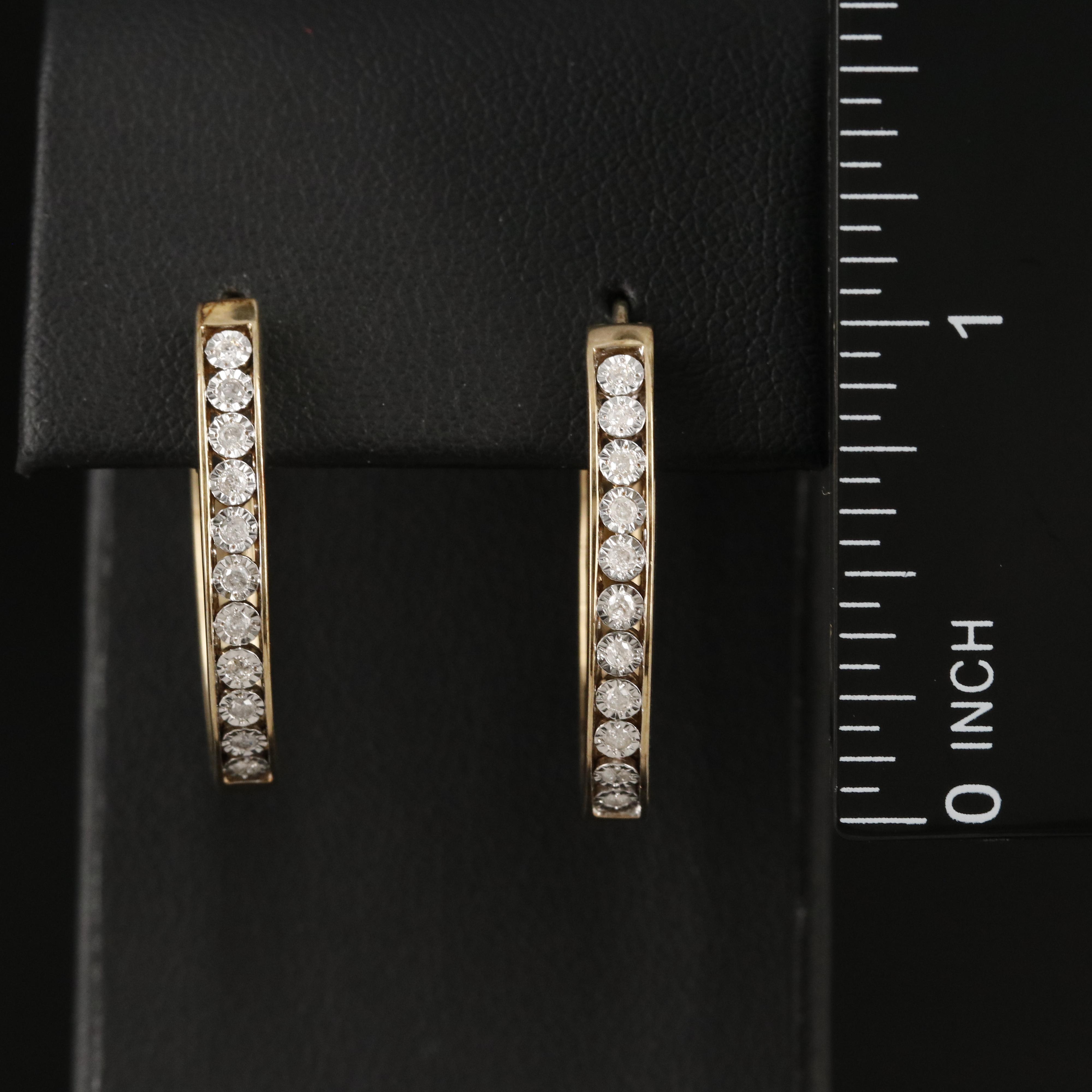 Sterling Diamond Hoop Earrings