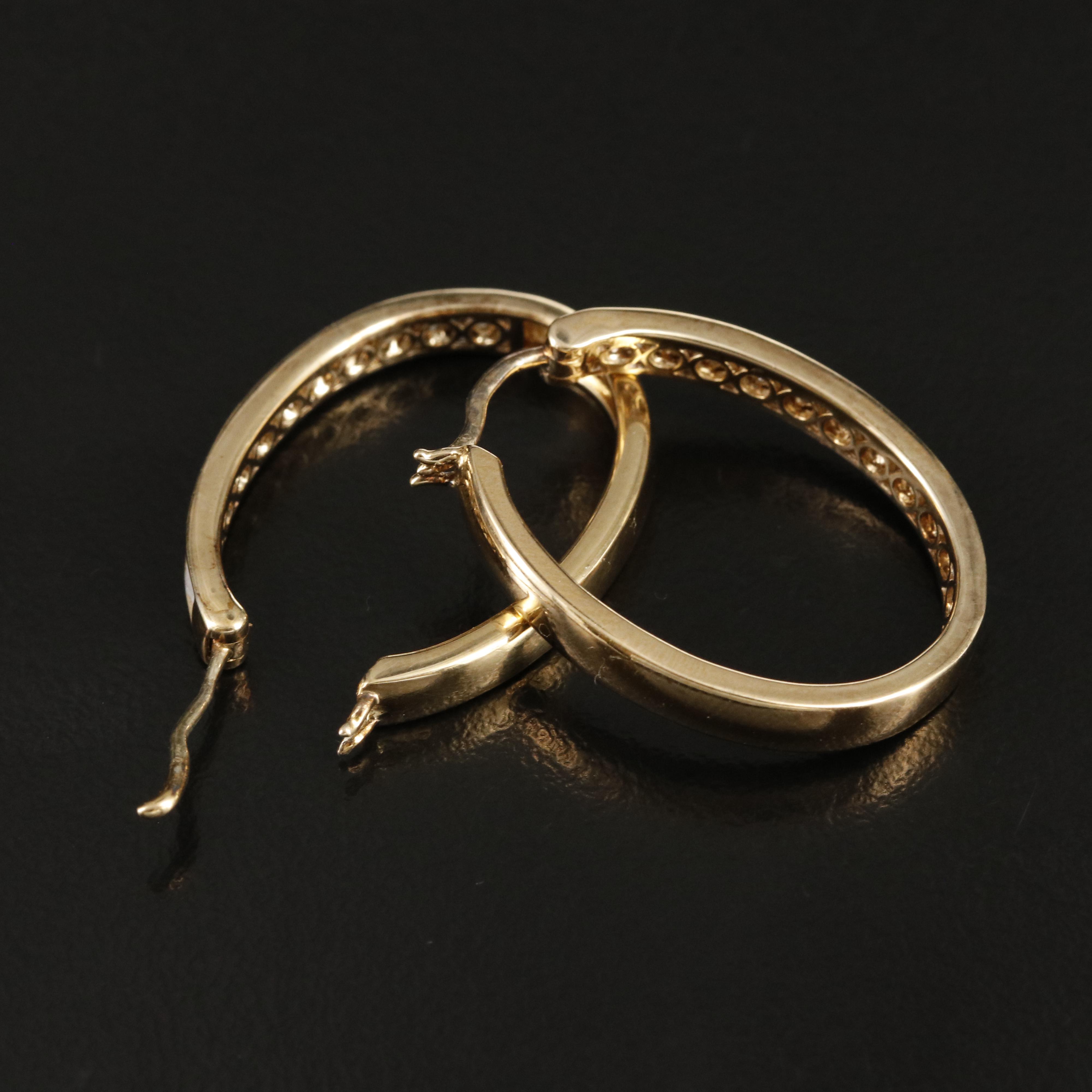 Sterling Diamond Hoop Earrings