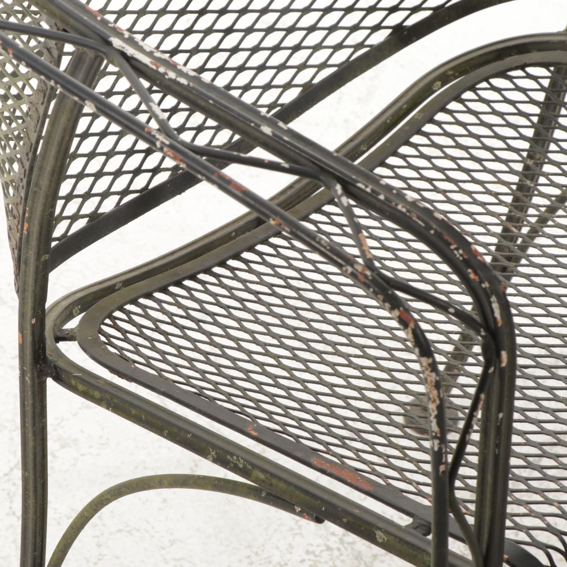 Black Wire Mesh Patio Dining Table and Four Tub Chairs