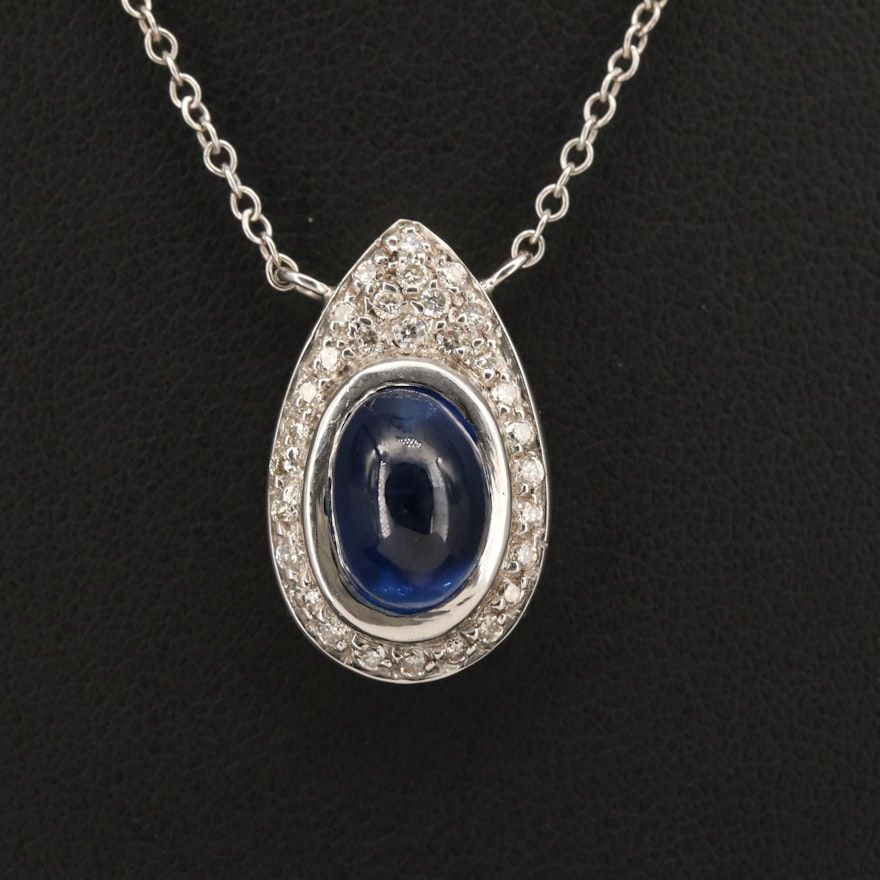 18K 4.88 CT Unheated Sapphire and Diamond Pendant Necklace with GIA Report
