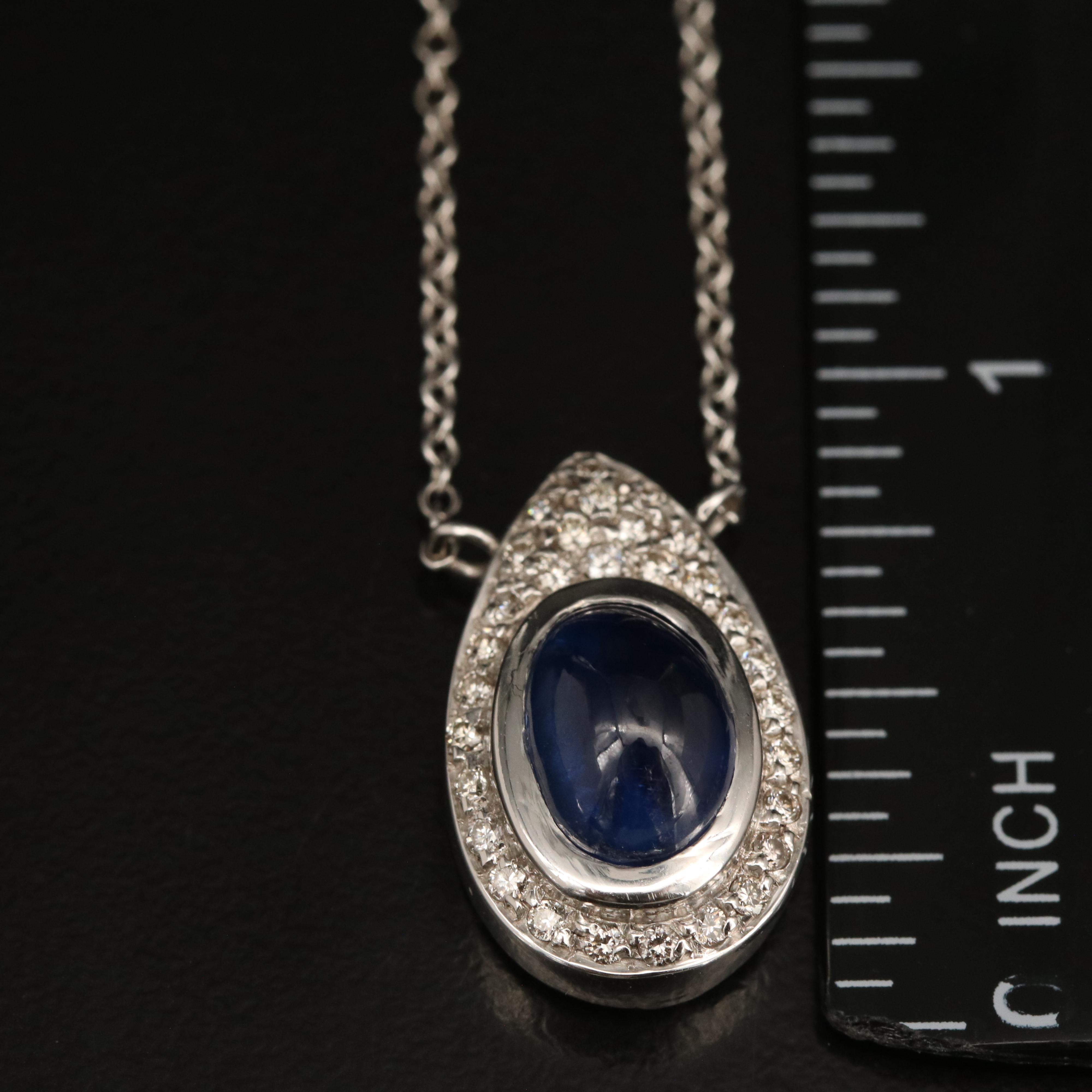 18K 4.88 CT Unheated Sapphire and Diamond Pendant Necklace with GIA Report