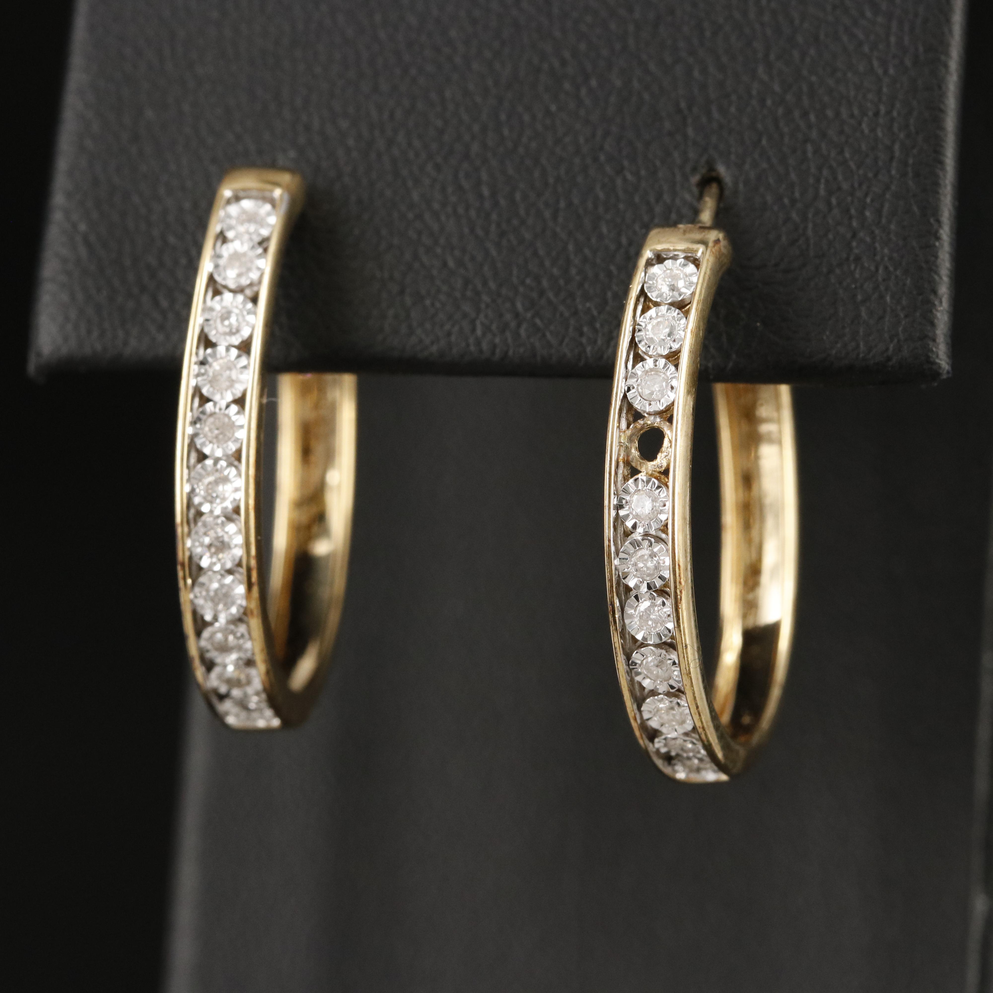 Sterling Diamond Hoop Earrings