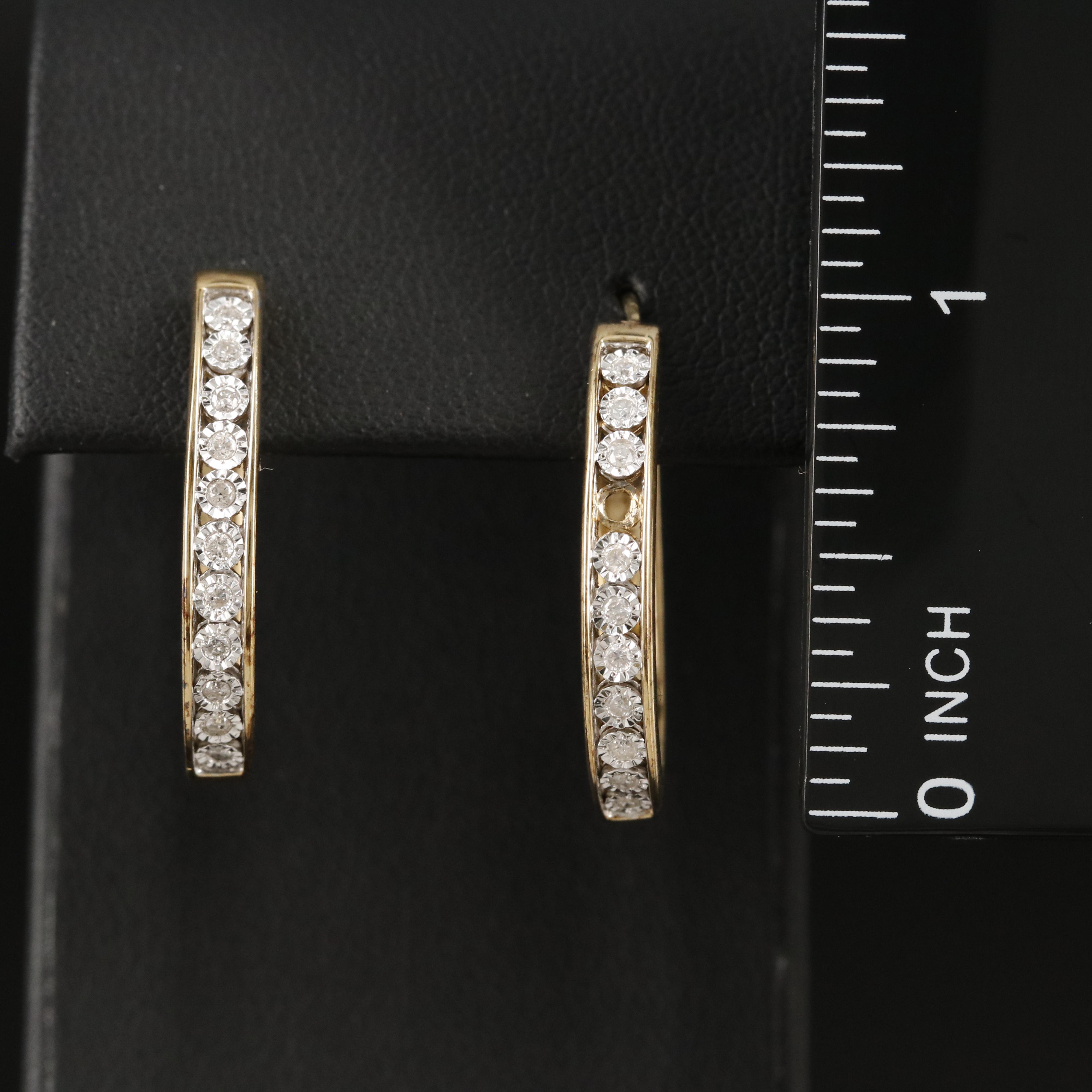 Sterling Diamond Hoop Earrings