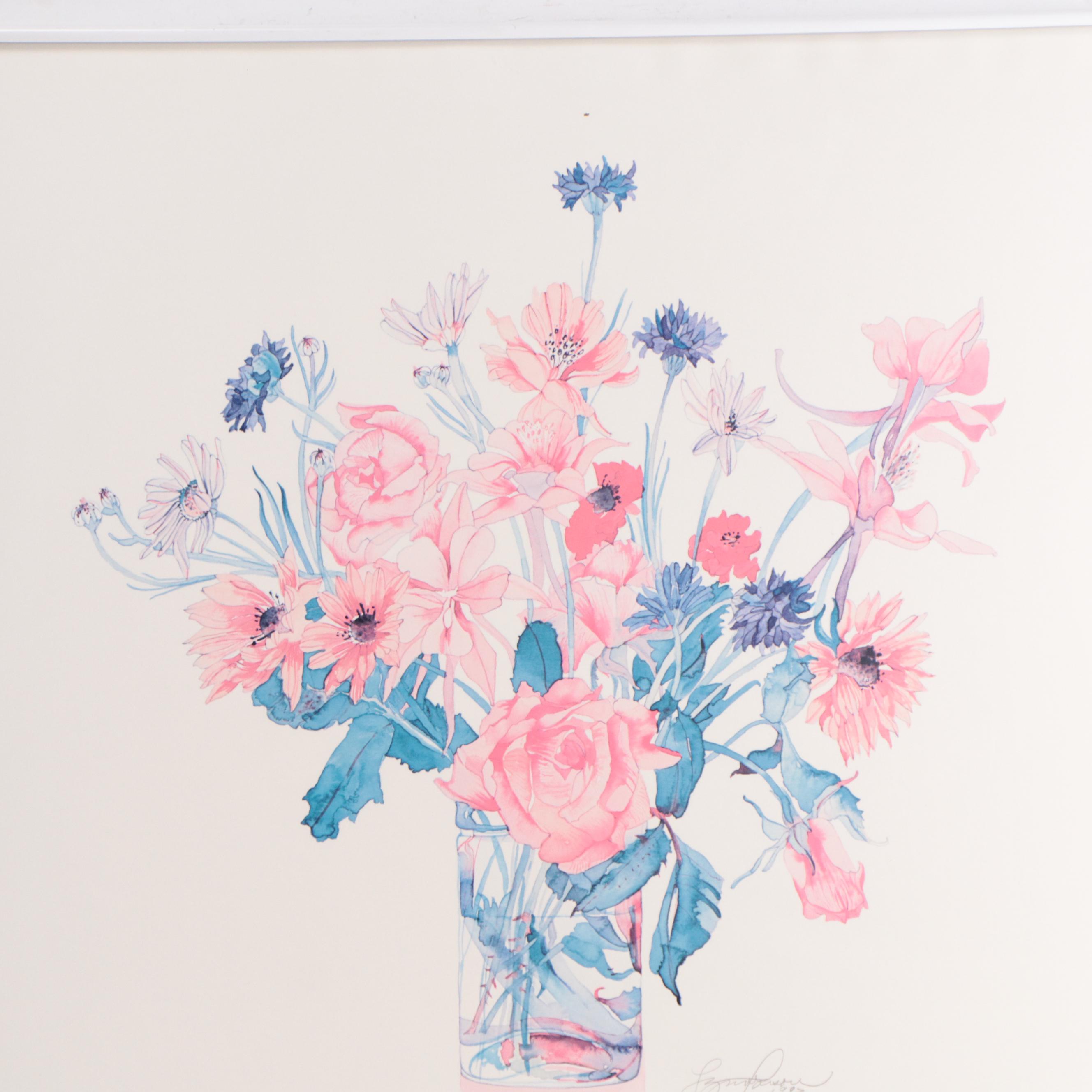 Lynn Larson Floral Offset Lithographs, 1993