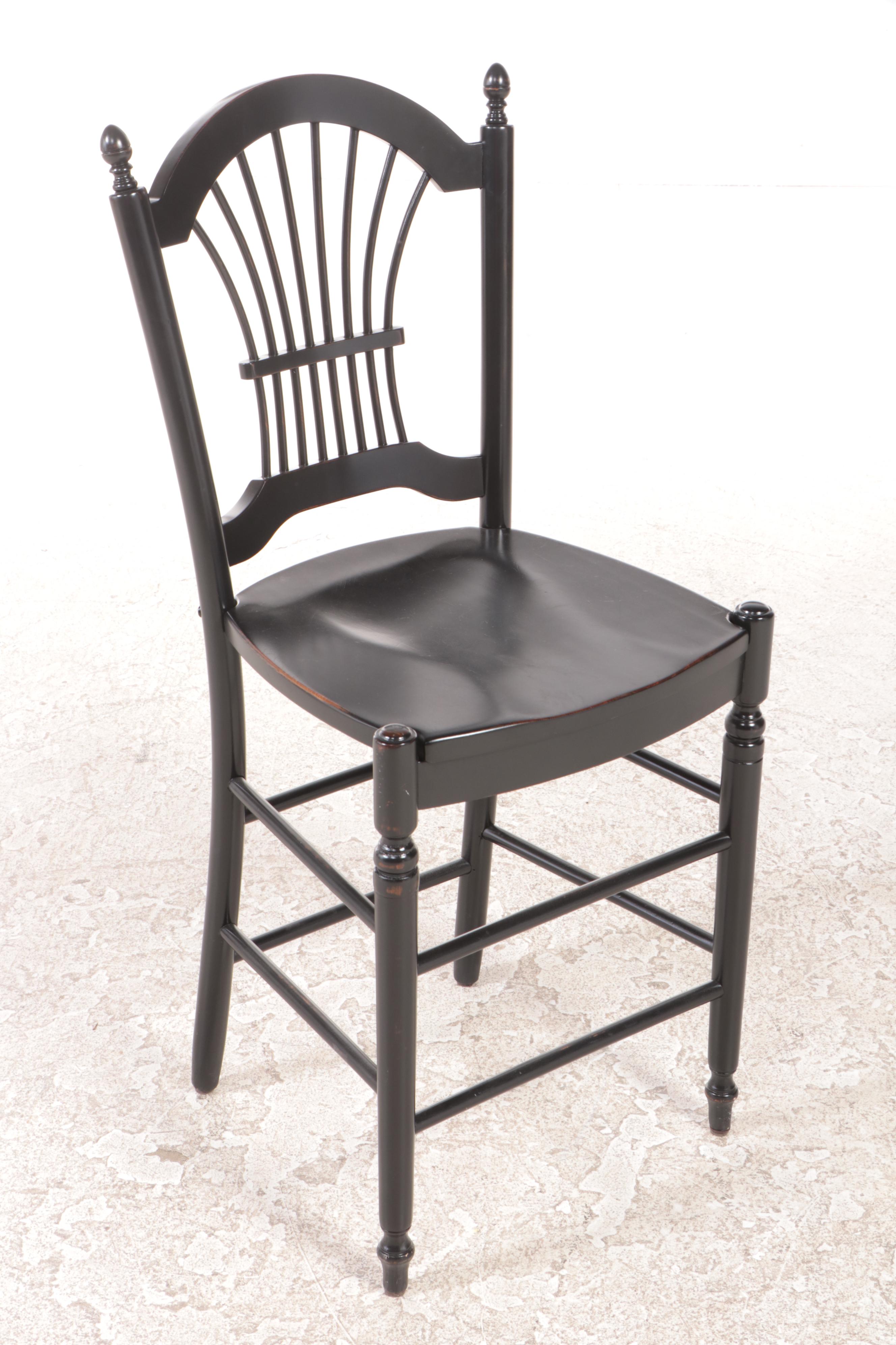 Four French Provincial Style Ebonized Counter Stools
