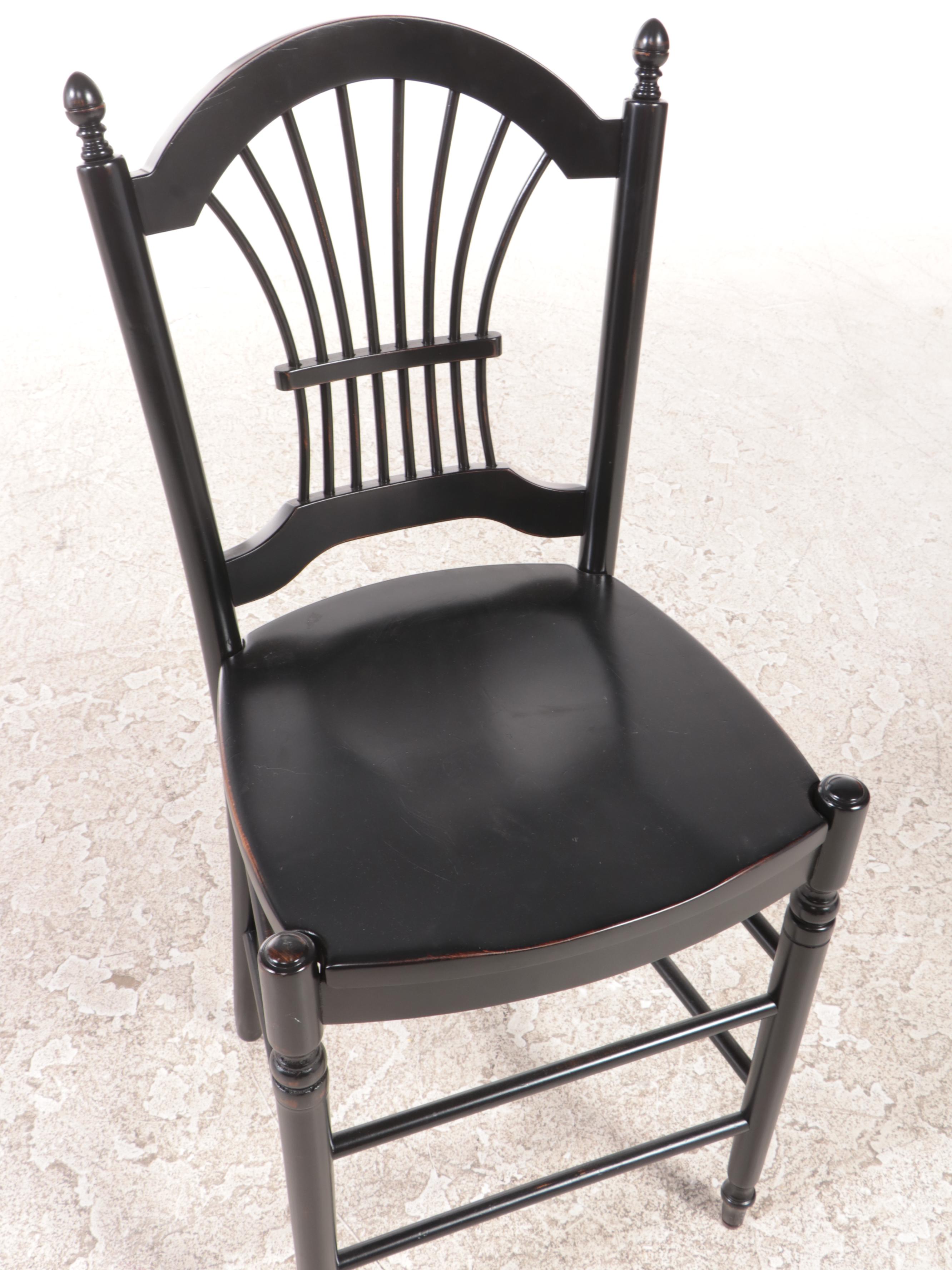 Four French Provincial Style Ebonized Counter Stools