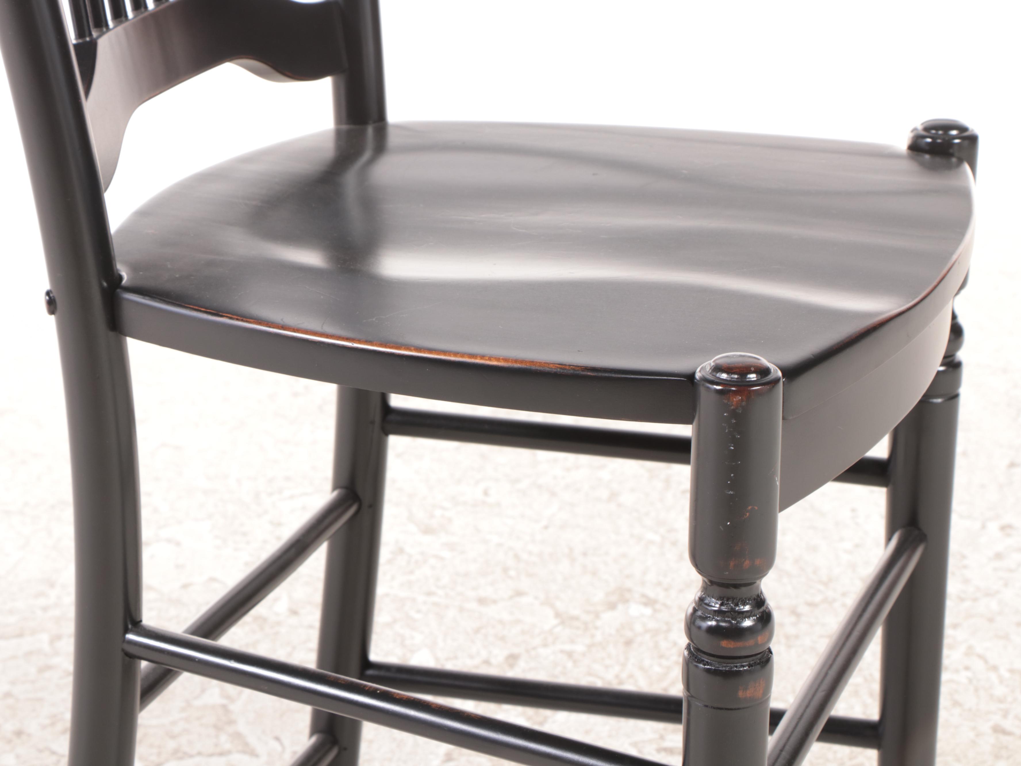 Four French Provincial Style Ebonized Counter Stools