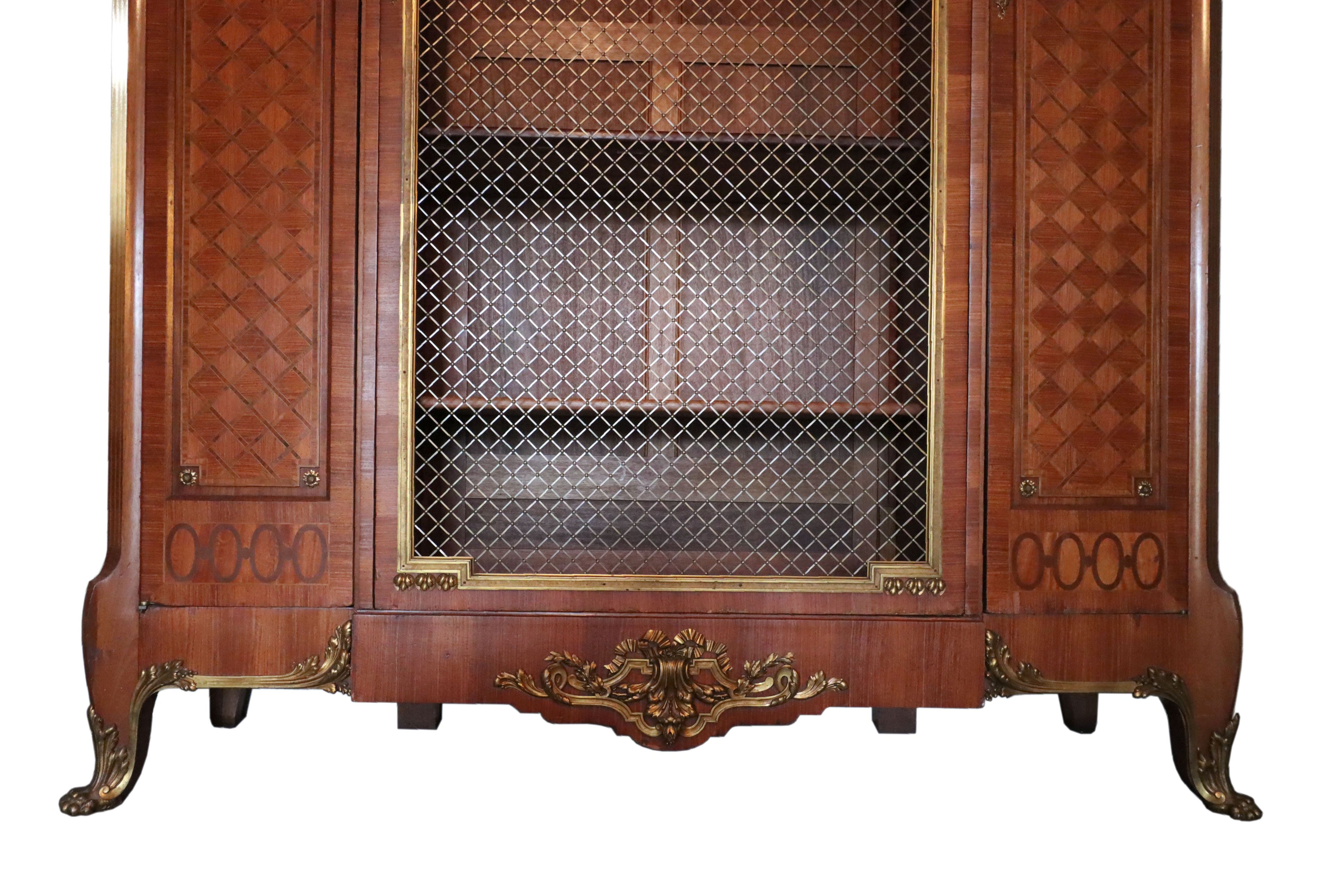 Large Louis XV Style Gilt Metal-Mounted Kingwood and Parquetry Bibliothèque