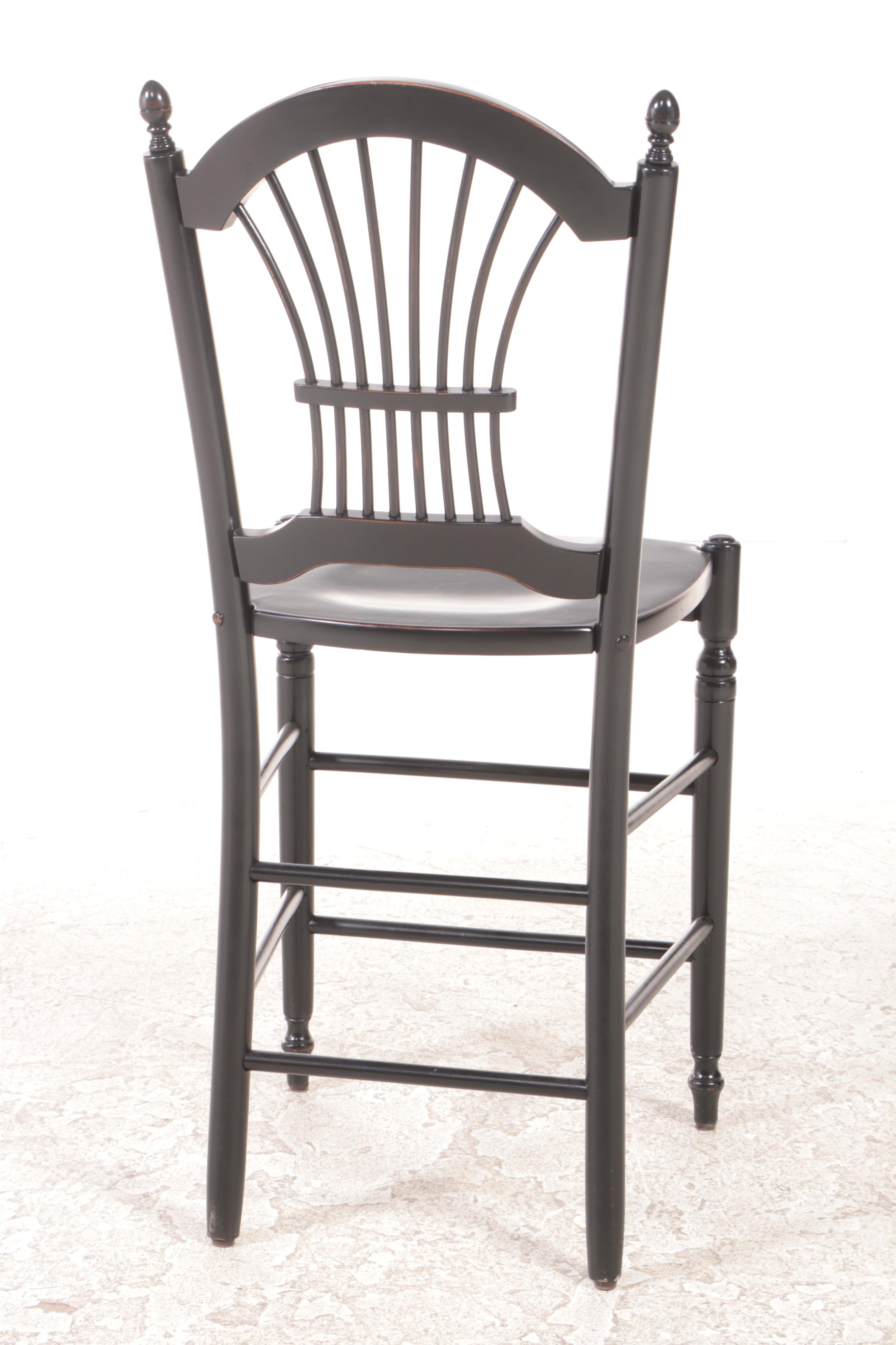 Four French Provincial Style Ebonized Counter Stools