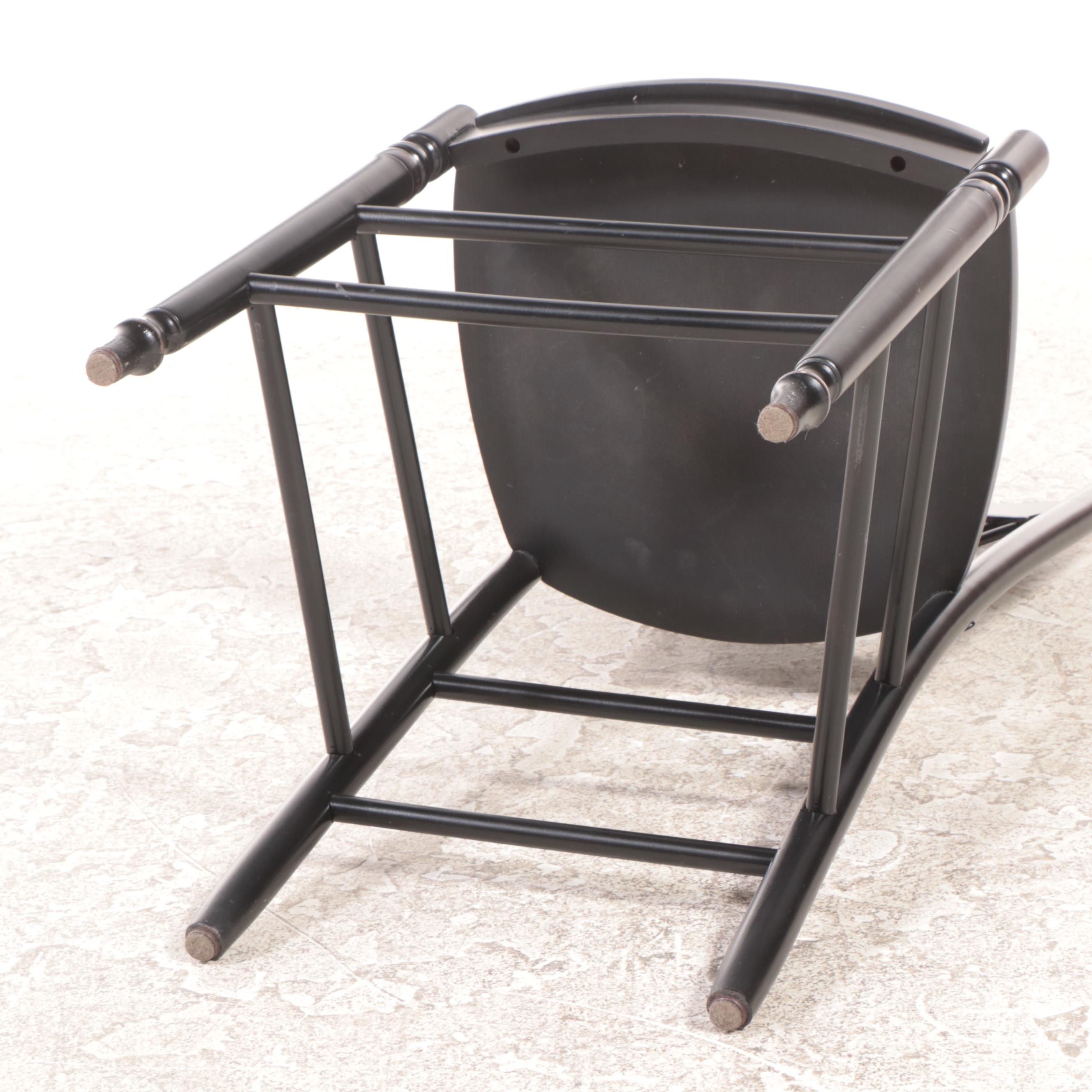 Four French Provincial Style Ebonized Counter Stools