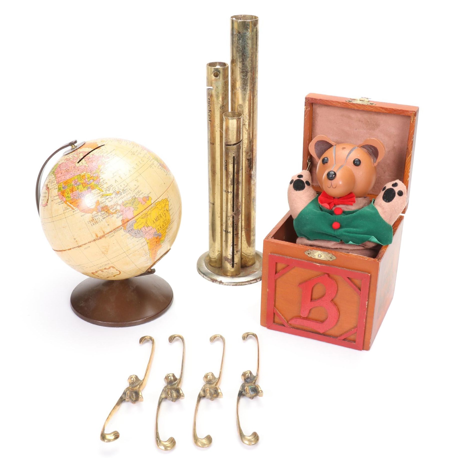 Replogle Revere 6" Globe Bank, Coin Sorter, Brass Monkey Coat Hooks and More