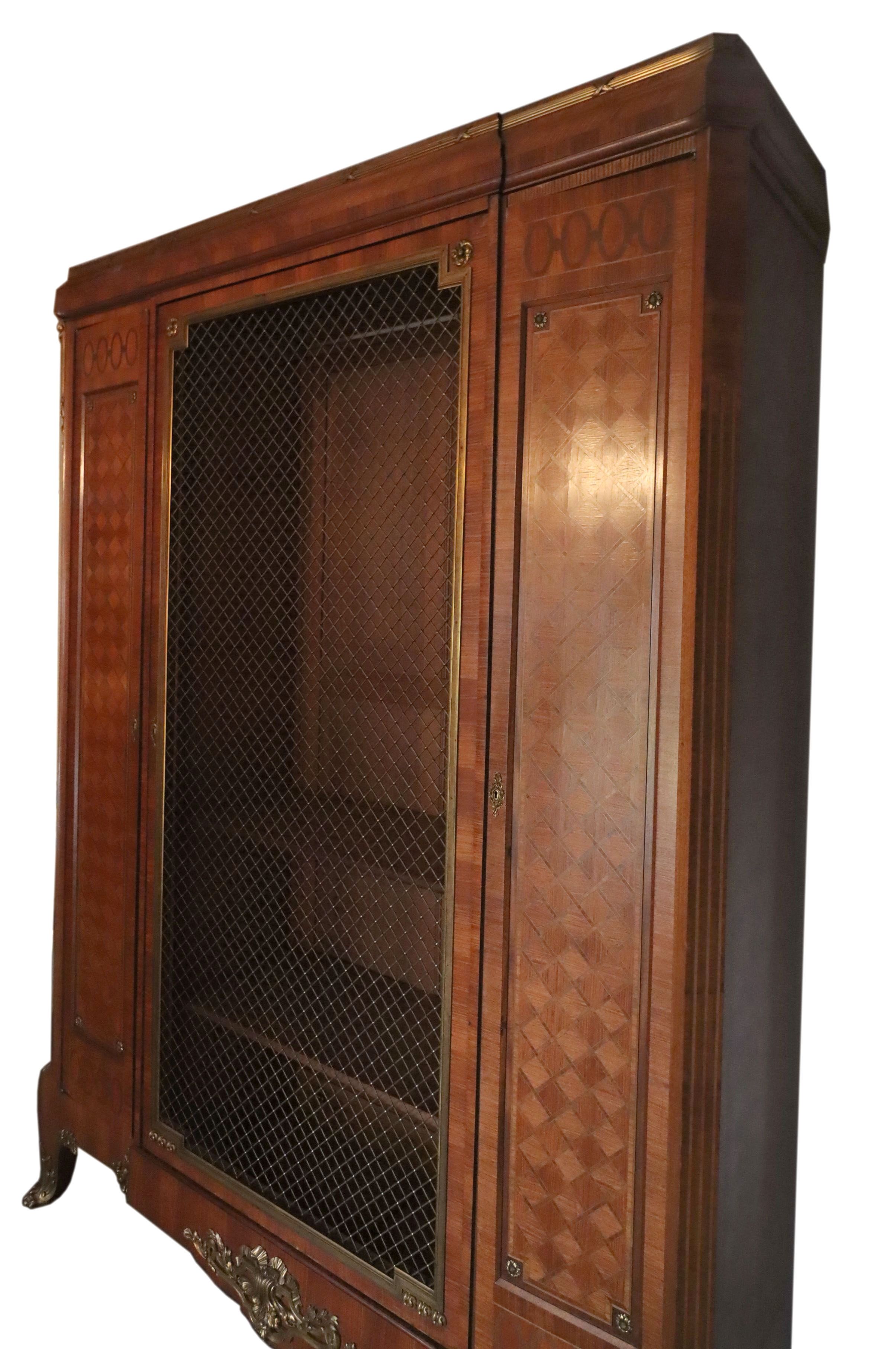 Large Louis XV Style Gilt Metal-Mounted Kingwood and Parquetry Bibliothèque