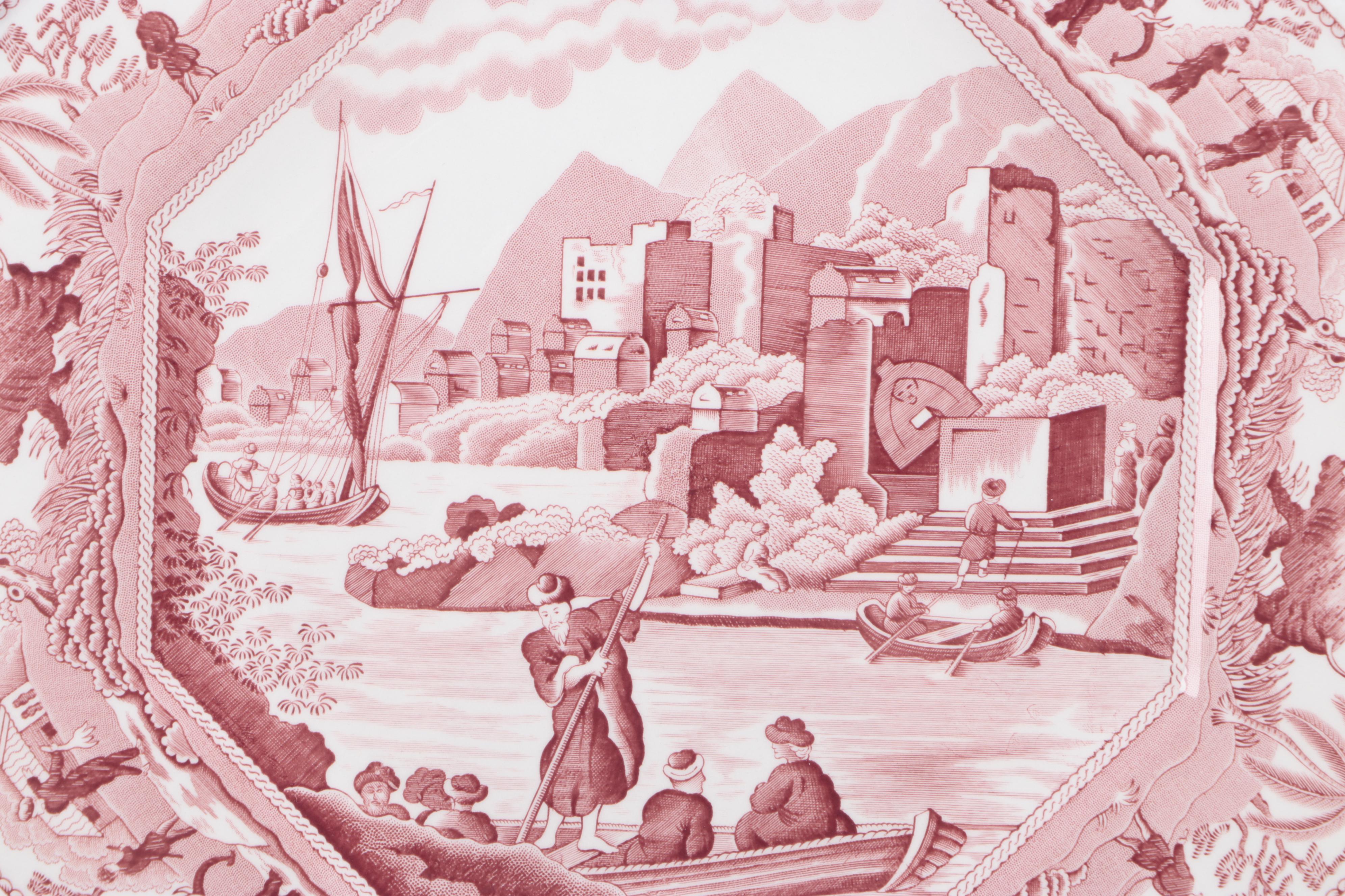 Spode "Sutherland" Caramanian Printed Ceramic Collector Plates, Late 20th C.