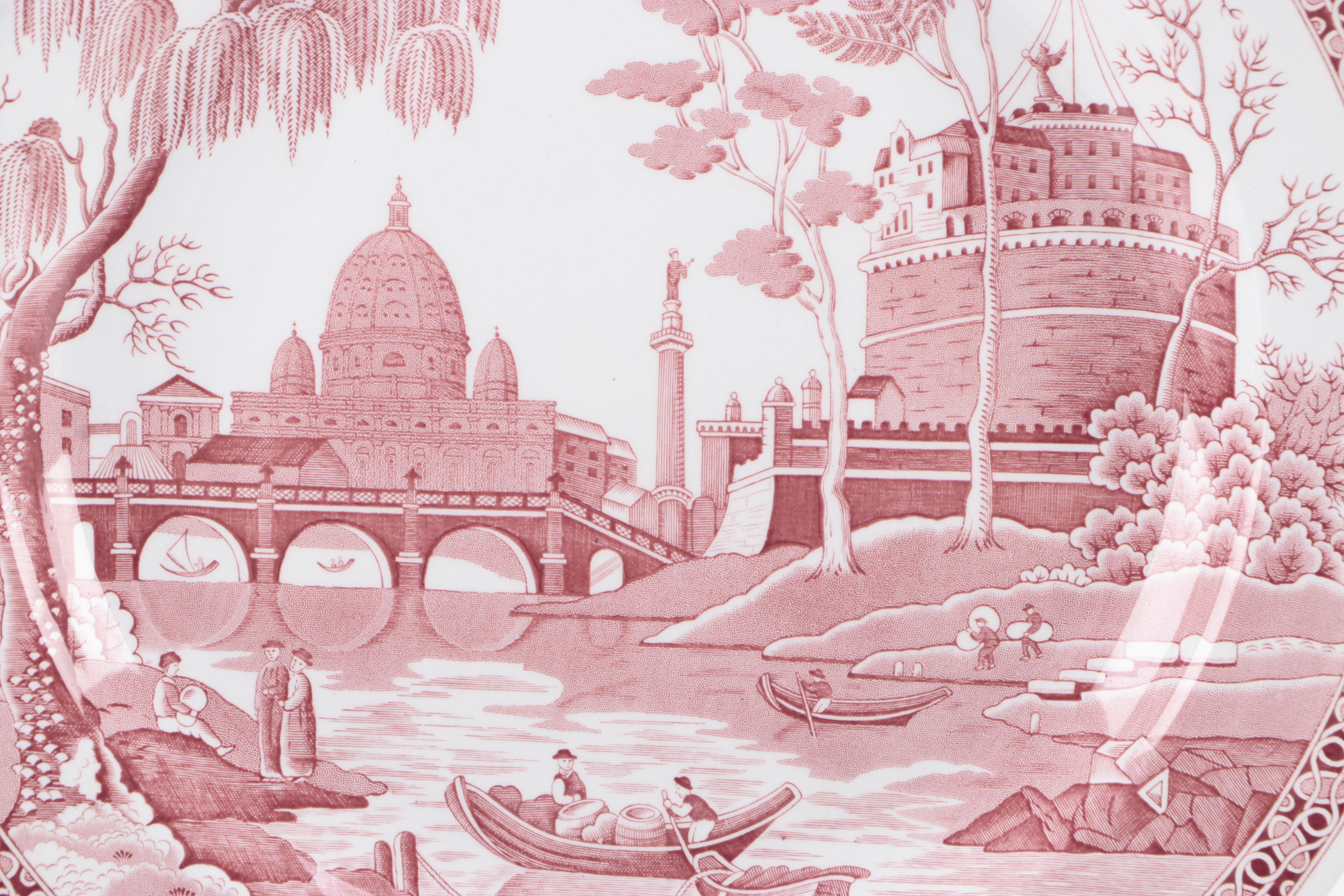 Spode "Sutherland" Caramanian Printed Ceramic Collector Plates, Late 20th C.