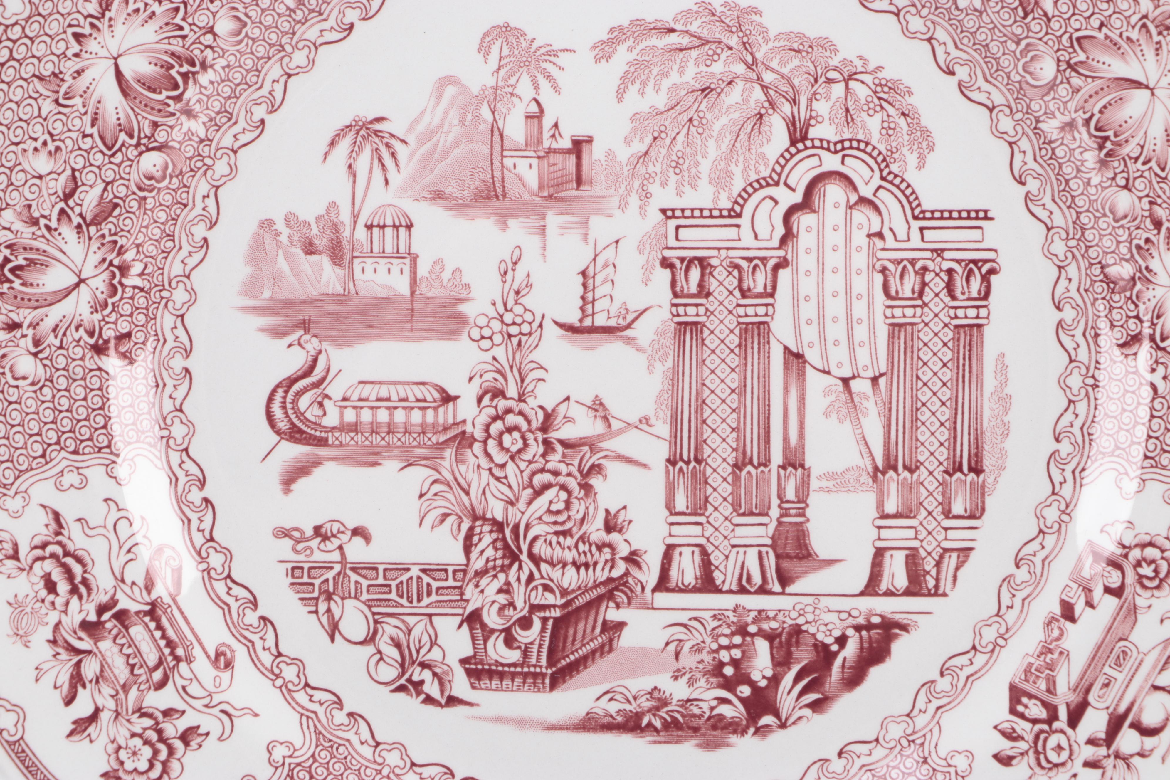 Spode "Sutherland" Caramanian Printed Ceramic Collector Plates, Late 20th C.